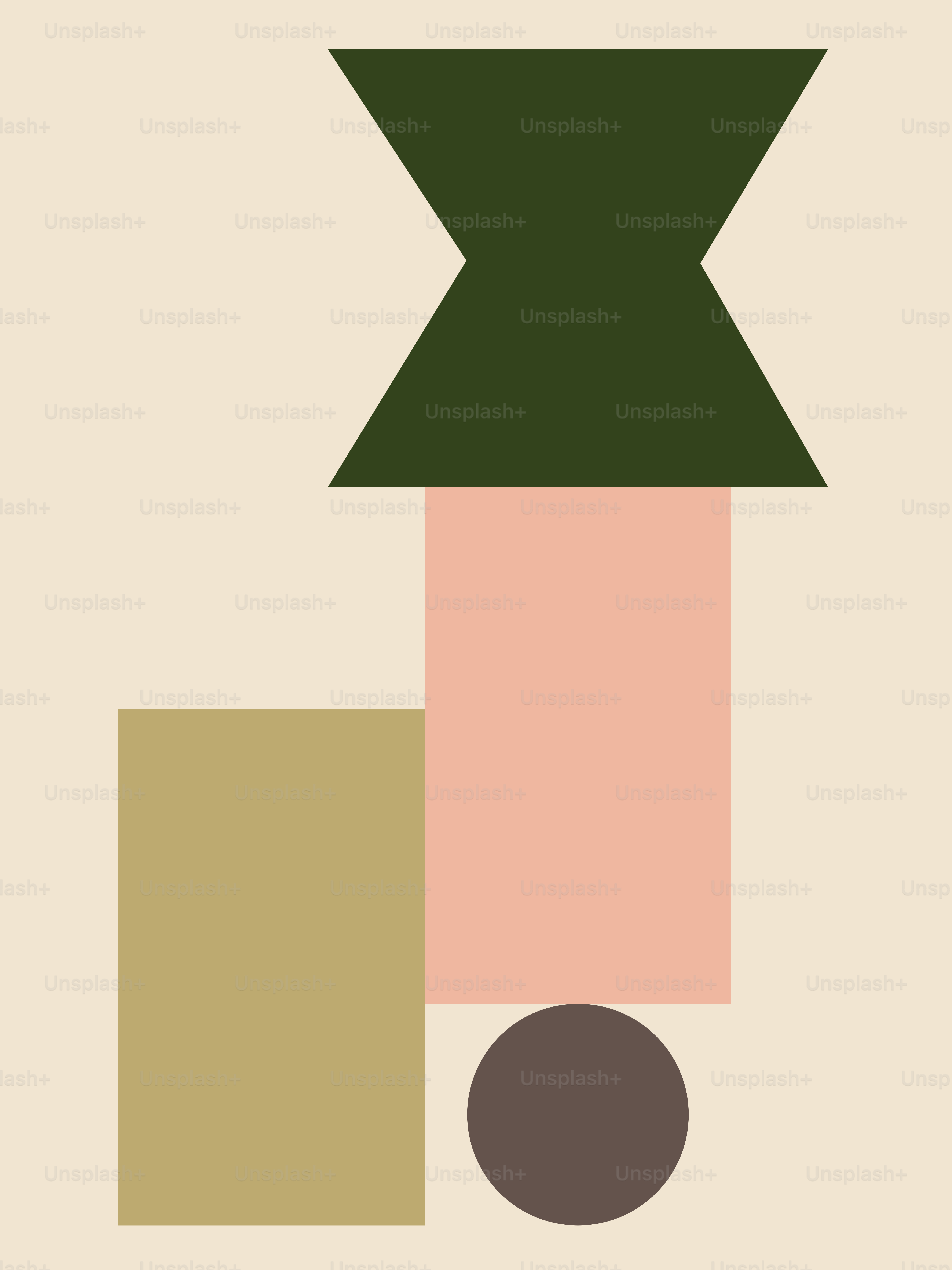 Abstract arrangement of geometric shapes in muted colors.