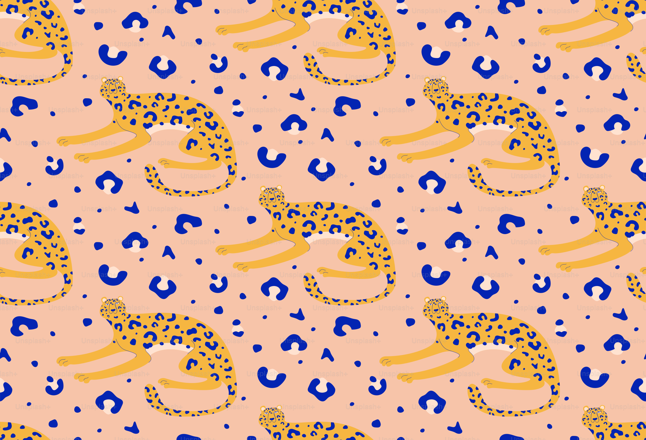 A repeating pattern of cheetahs and leopard spots.