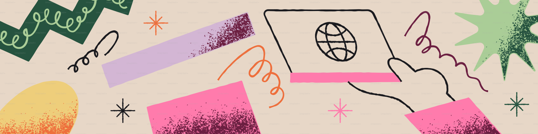 Abstract illustration with hand holding passport and passport