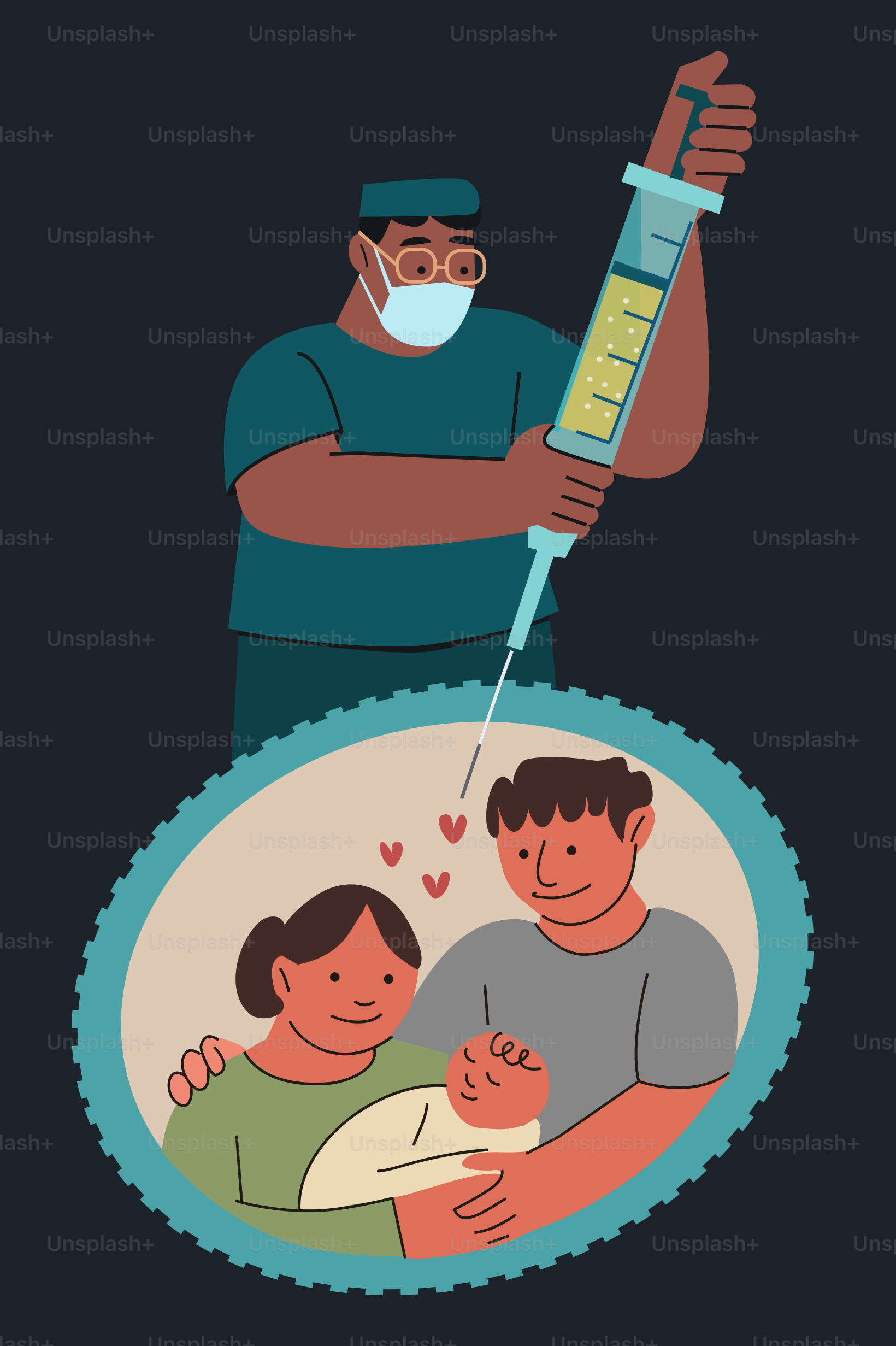 Doctor performing artificial insemination on a couple.