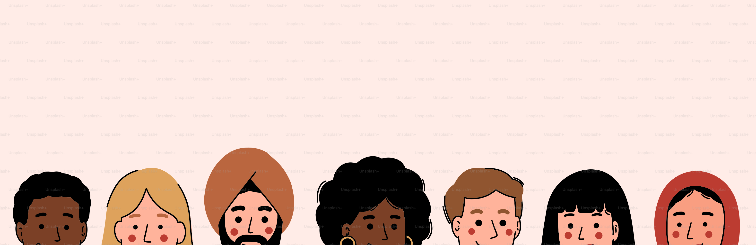 Vielfältige Gruppe von Menschen mit unterschiedlichen Hauttönen und Haaren.