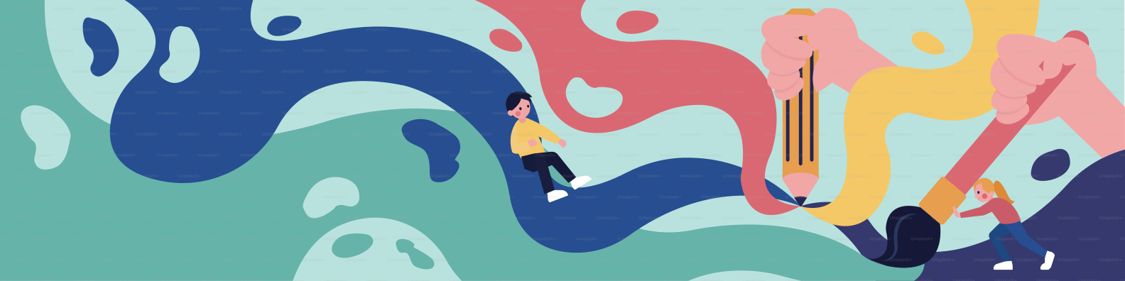 Abstract colorful shapes with stylized people interacting vector ...