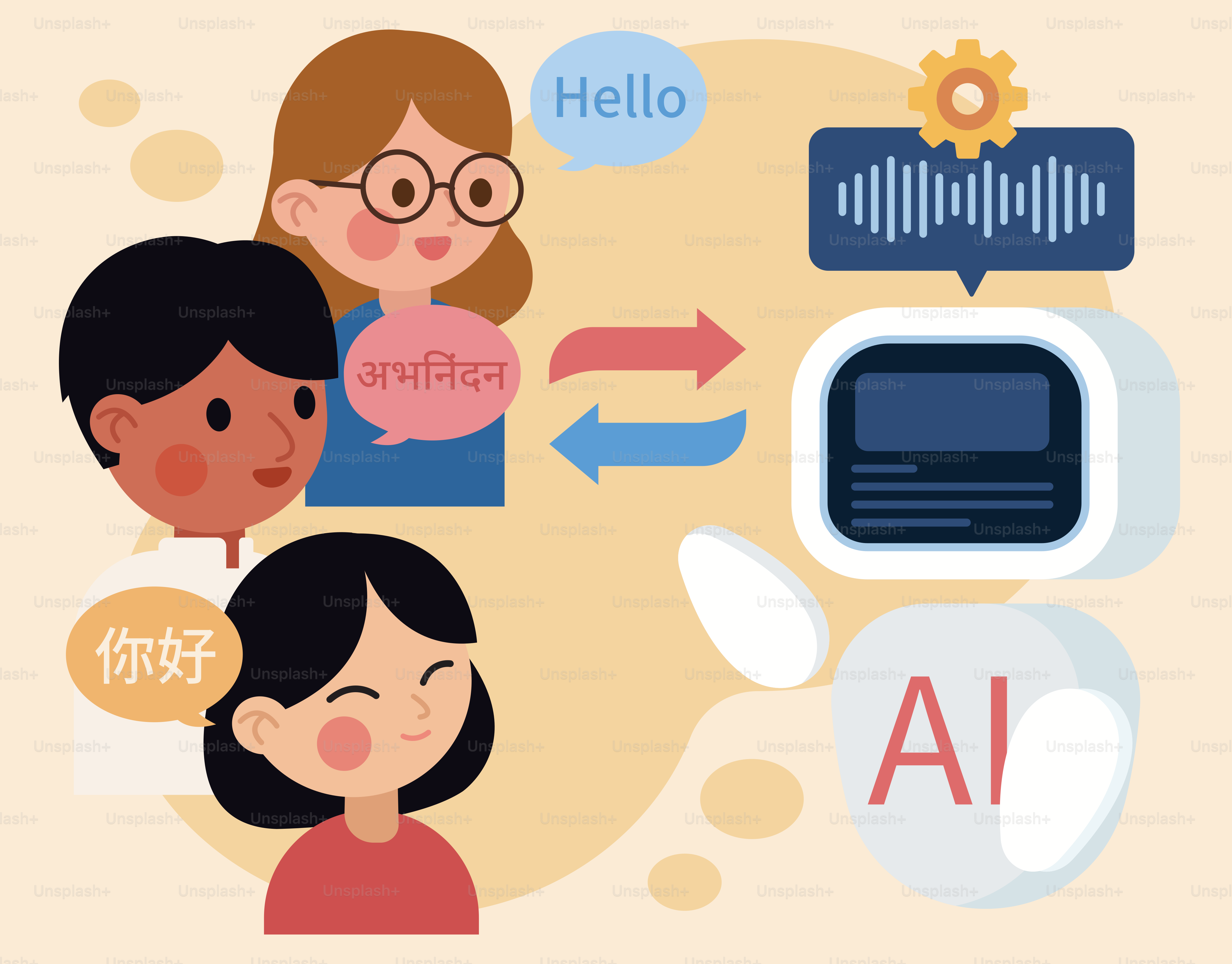 People communicating with ai translation technology.