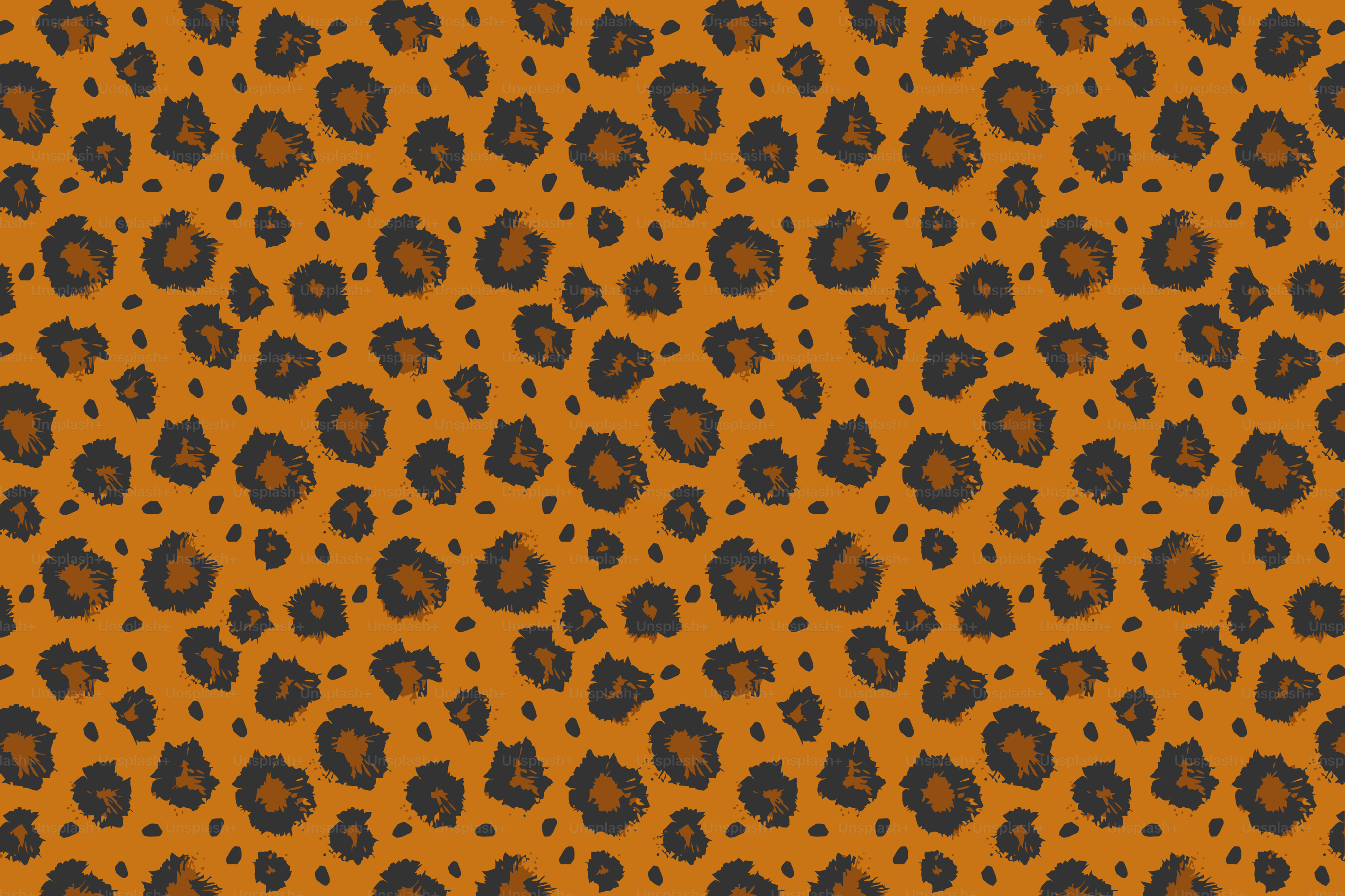 Orange background with a black and brown leopard print.