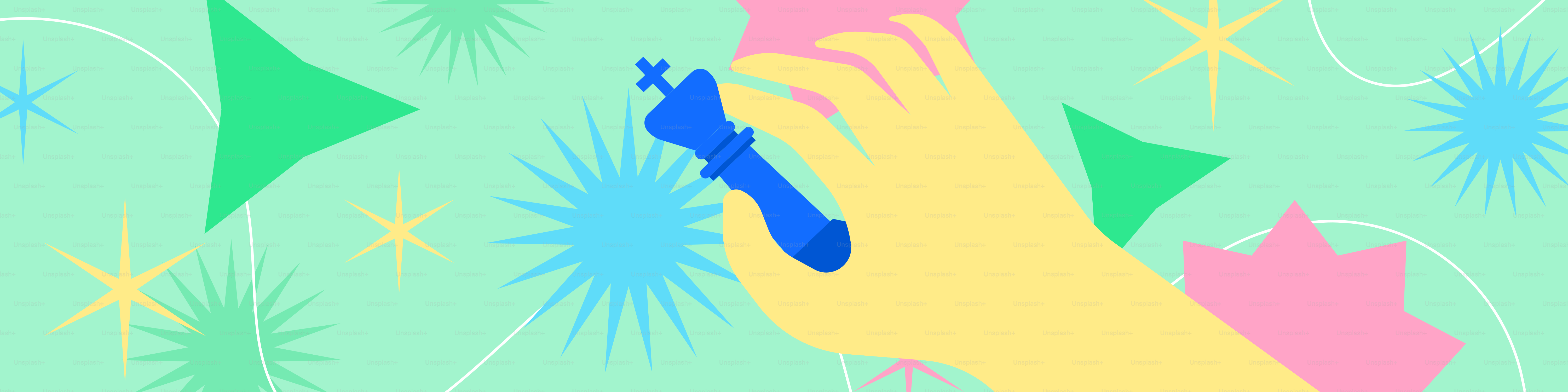 Hand holding blue chess king piece with colorful shapes