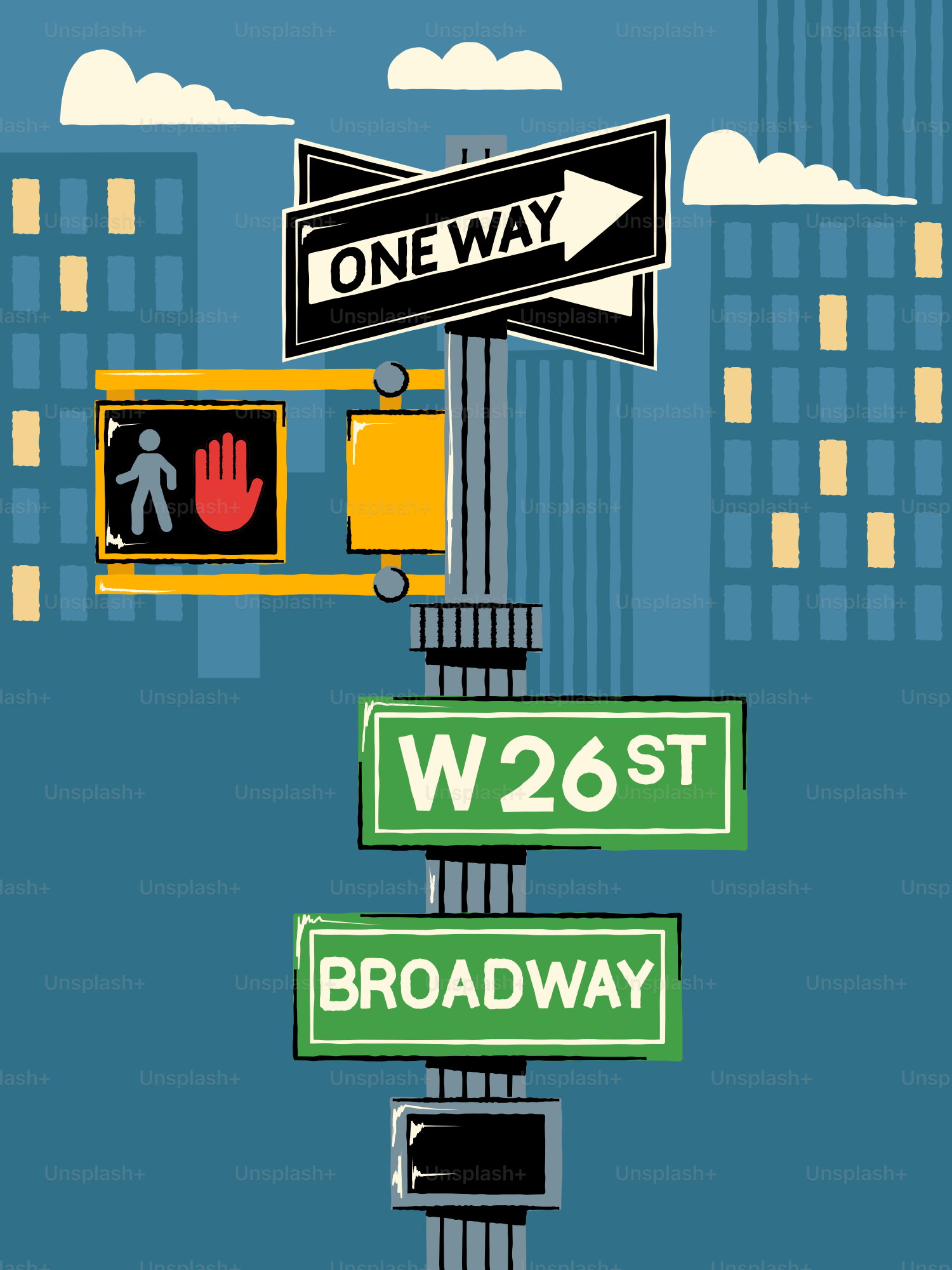 Street signs for w 26th street and broadway