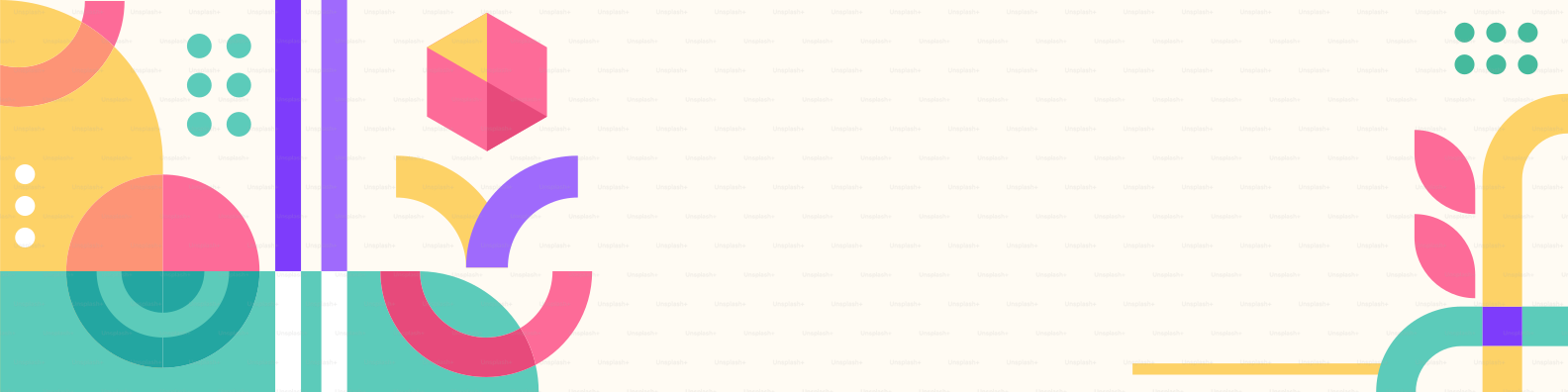 크림색 배경 위에 다채로운 추상 모양과 선들이 그려져 있습니다