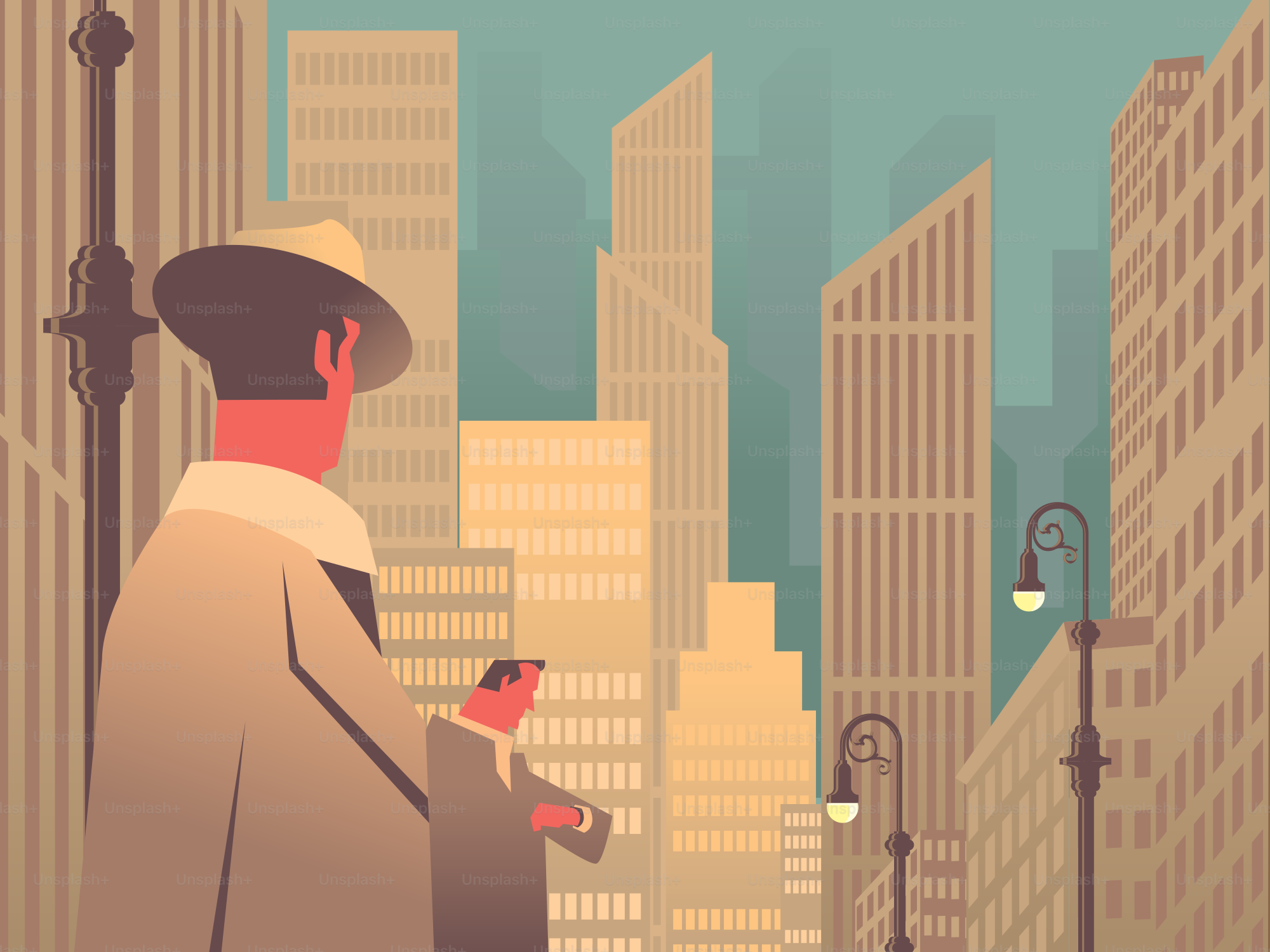 Homme au chapeau regardant les bâtiments de la ville