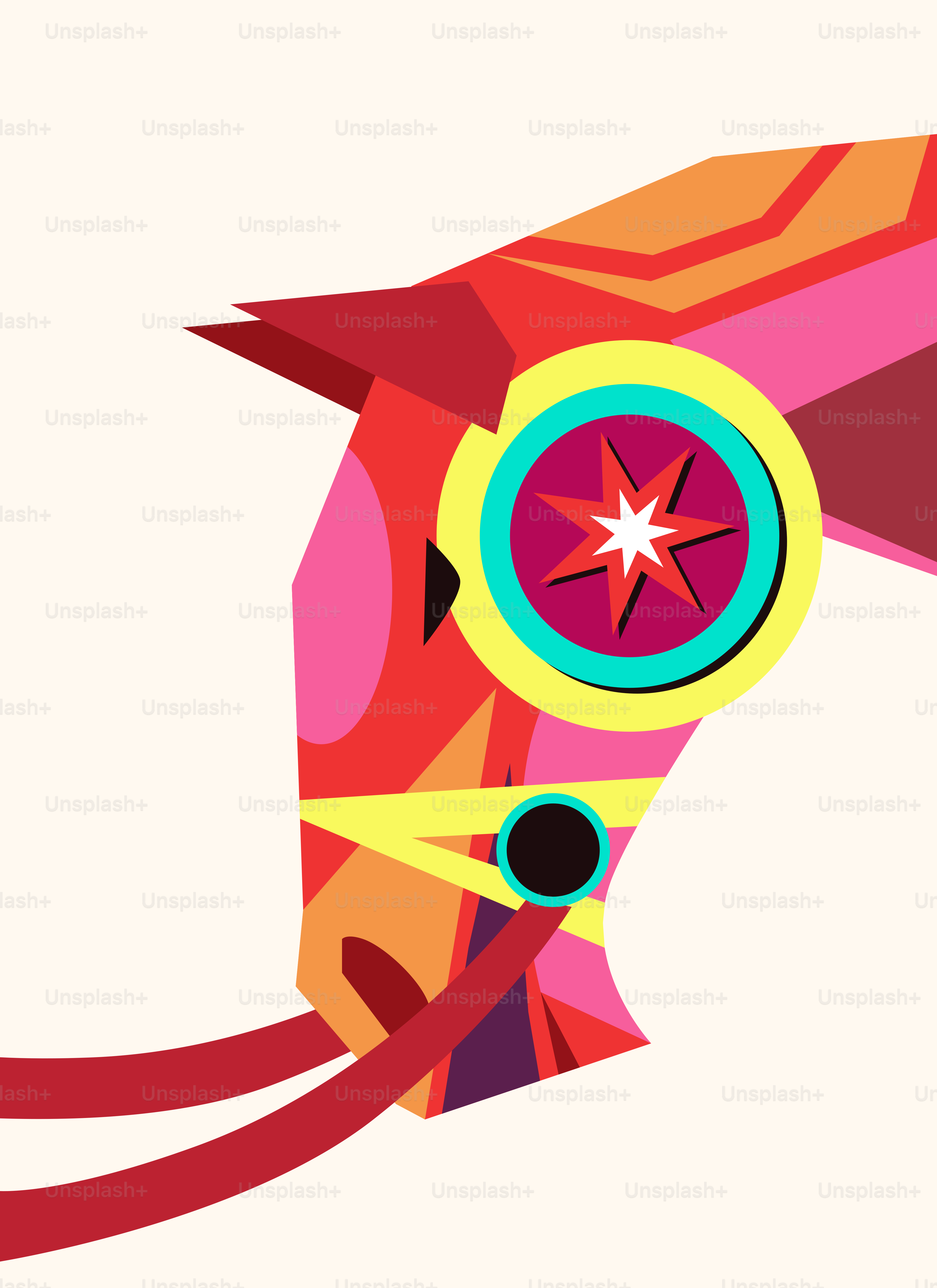 Colorful abstract horse head with geometric shapes