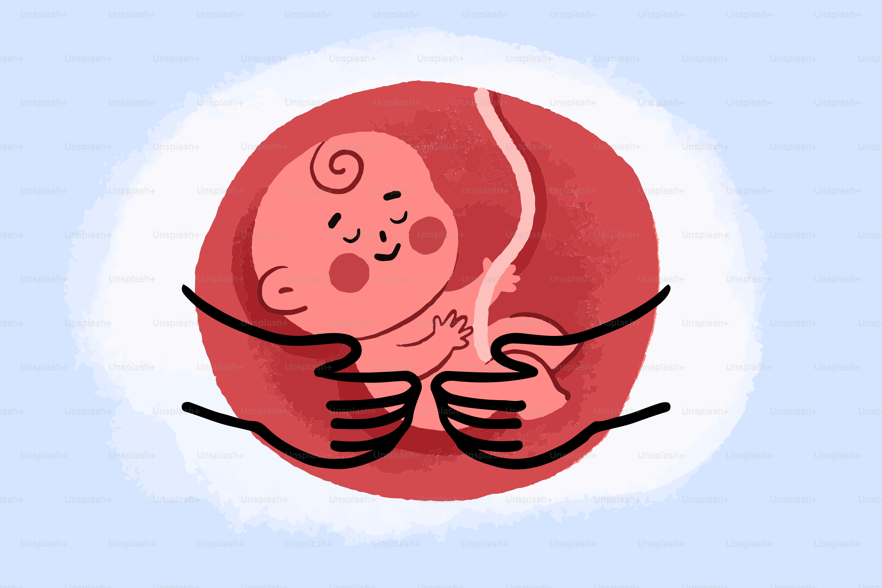Baby in womb held by loving hands