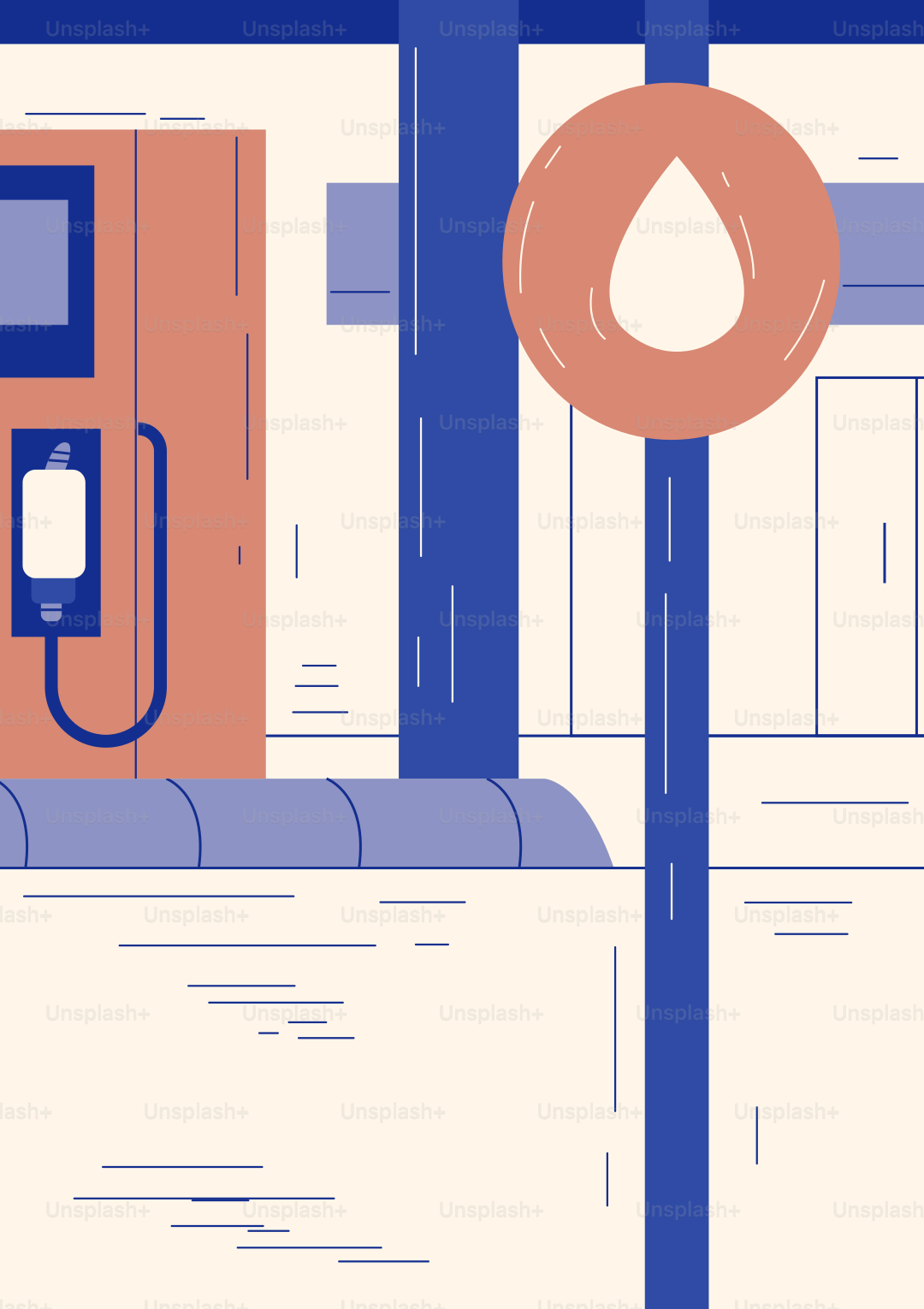 Gas pump with a water drop symbol