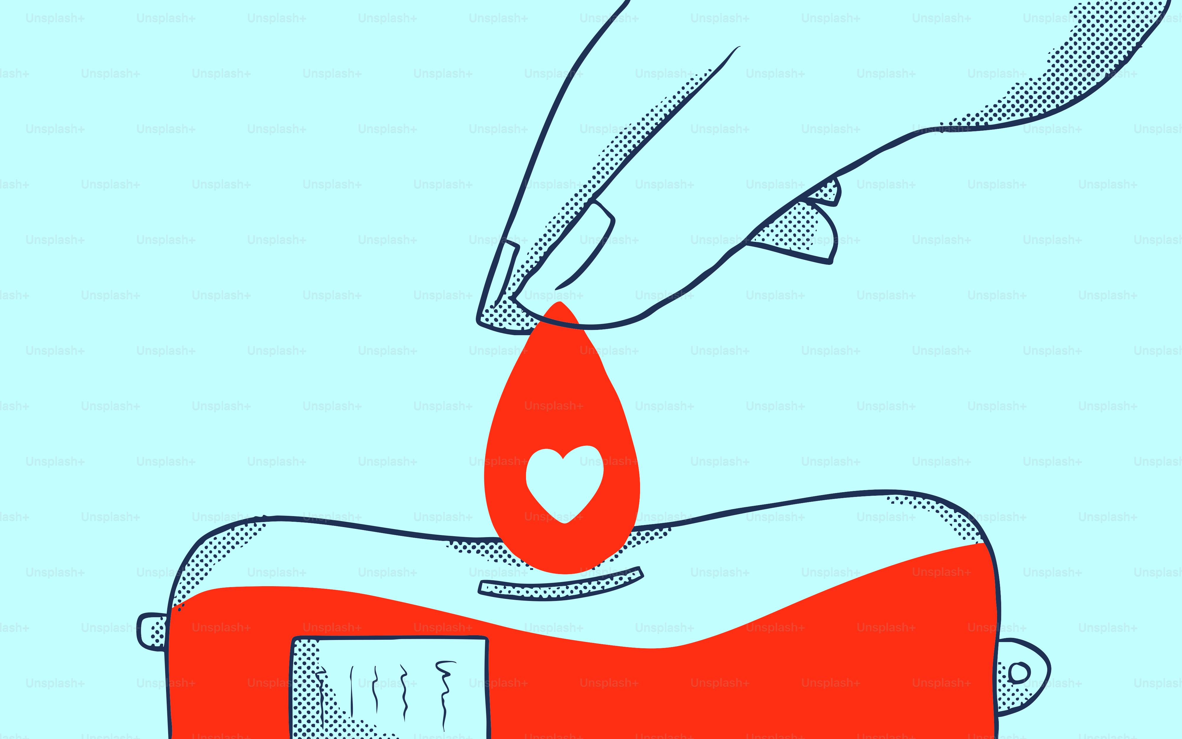 Hand donating blood into a donation bag.