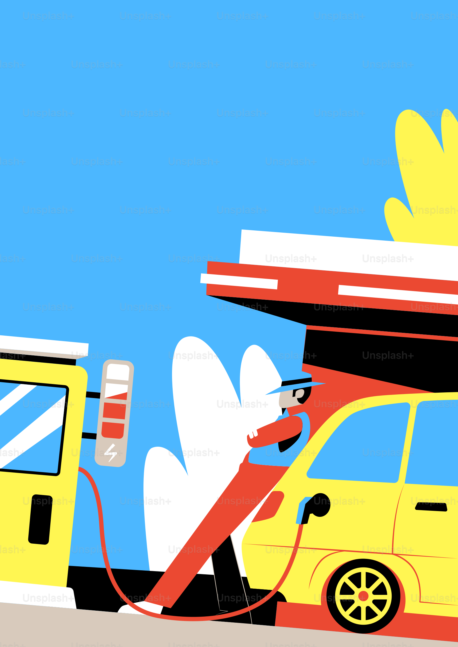 Persona che carica un'auto elettrica alla stazione