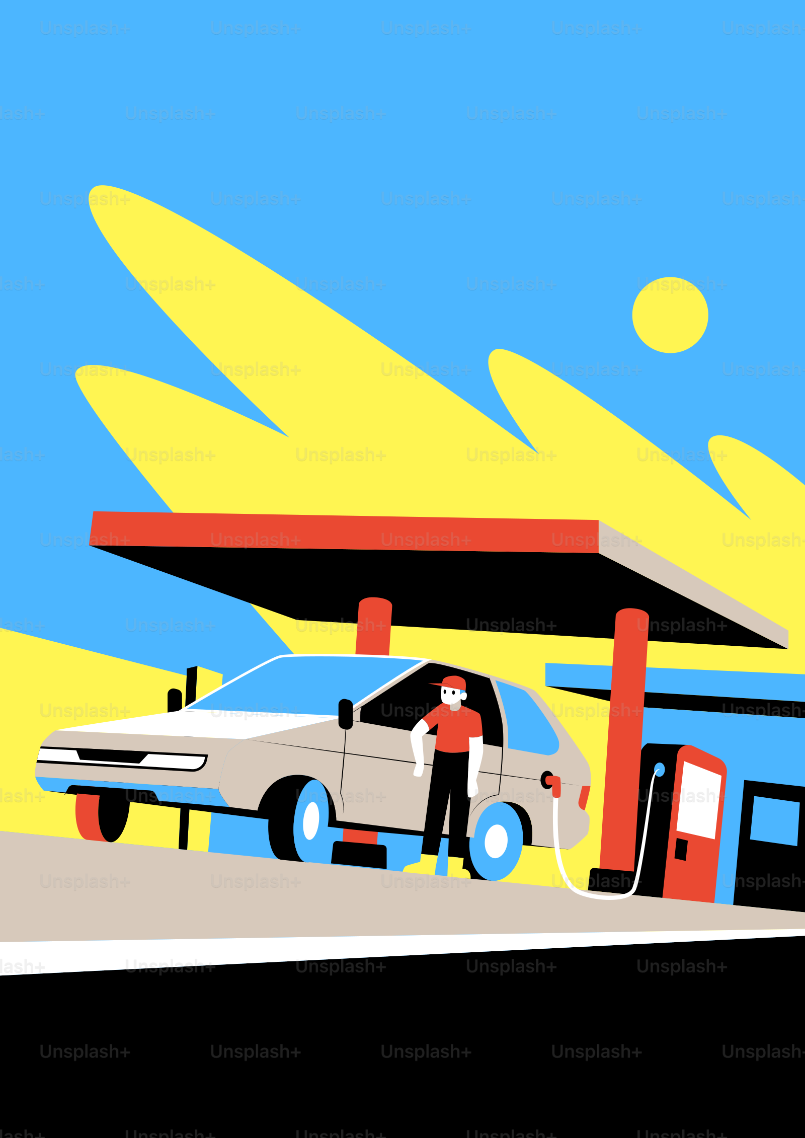 Person at gas station filling car with fuel.