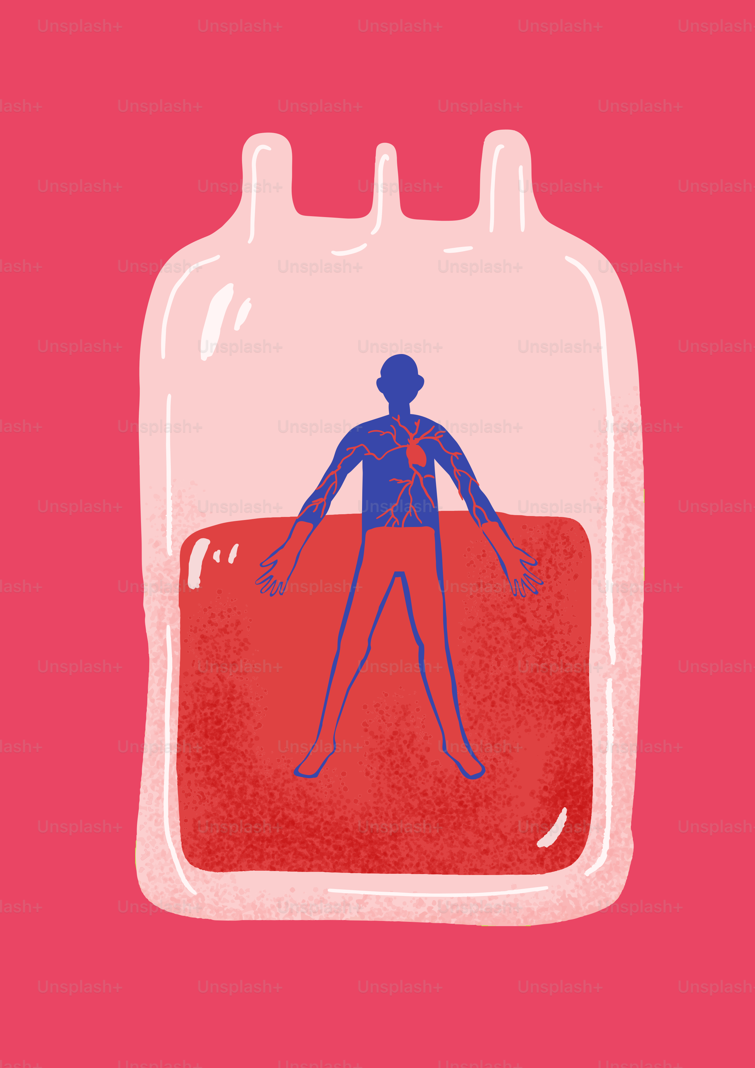 Human figure inside a blood bag