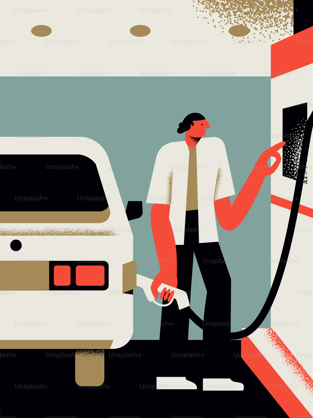 Person fueling a car at a gas station.