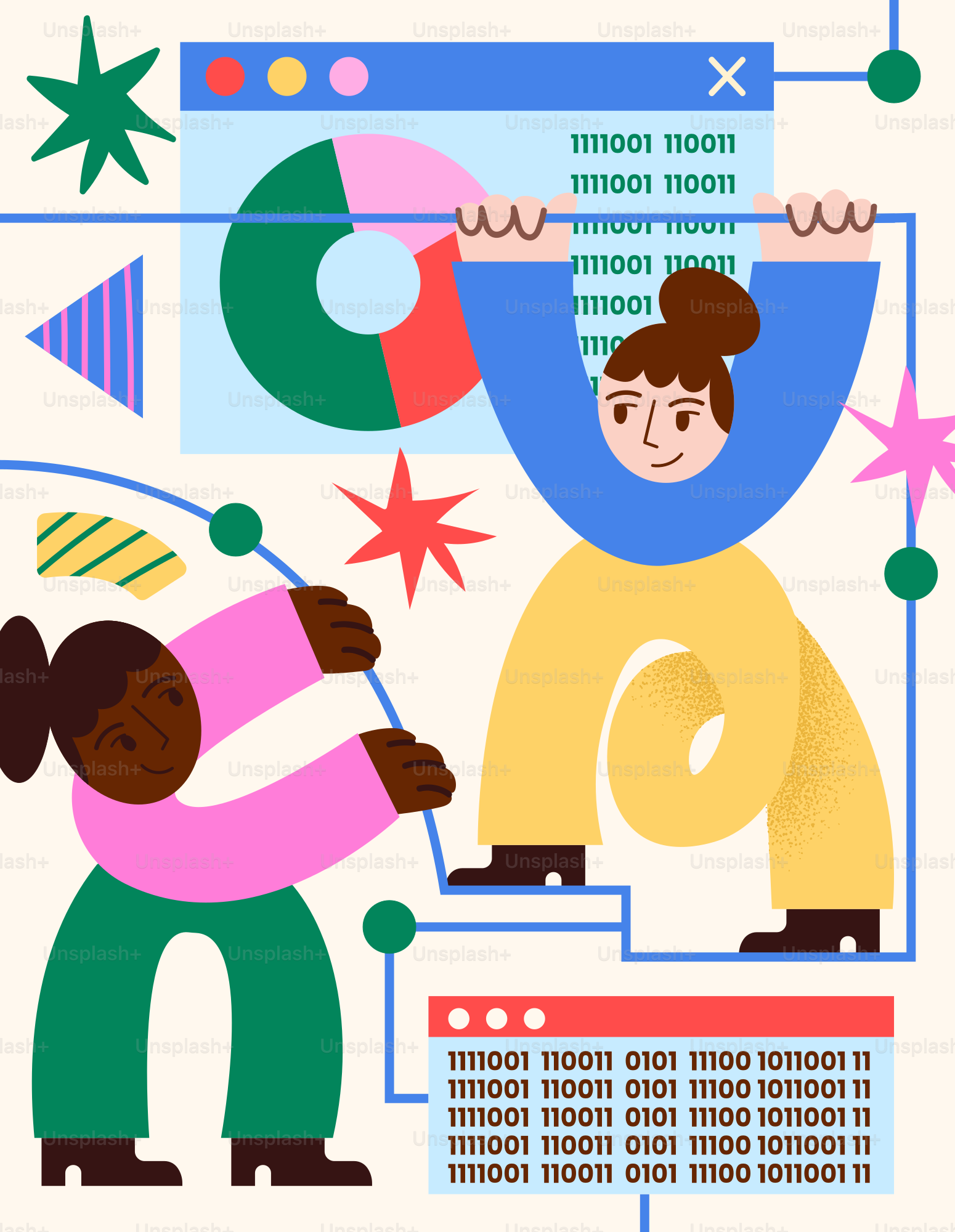 Diverse hands linked together in a circle - Vector Illustration on ...
