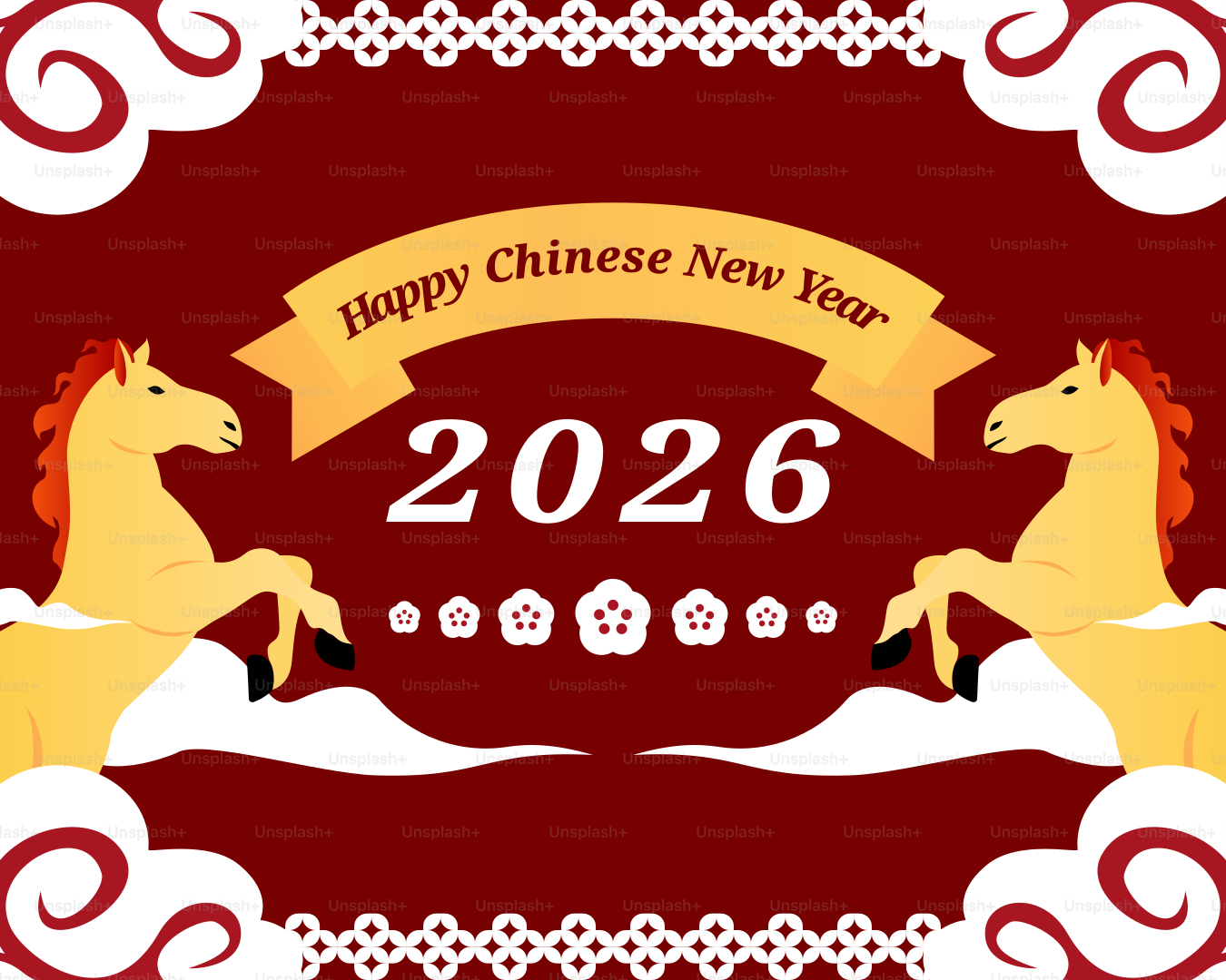 Frohes chinesisches neues Jahr 2026 mit zwei Pferden