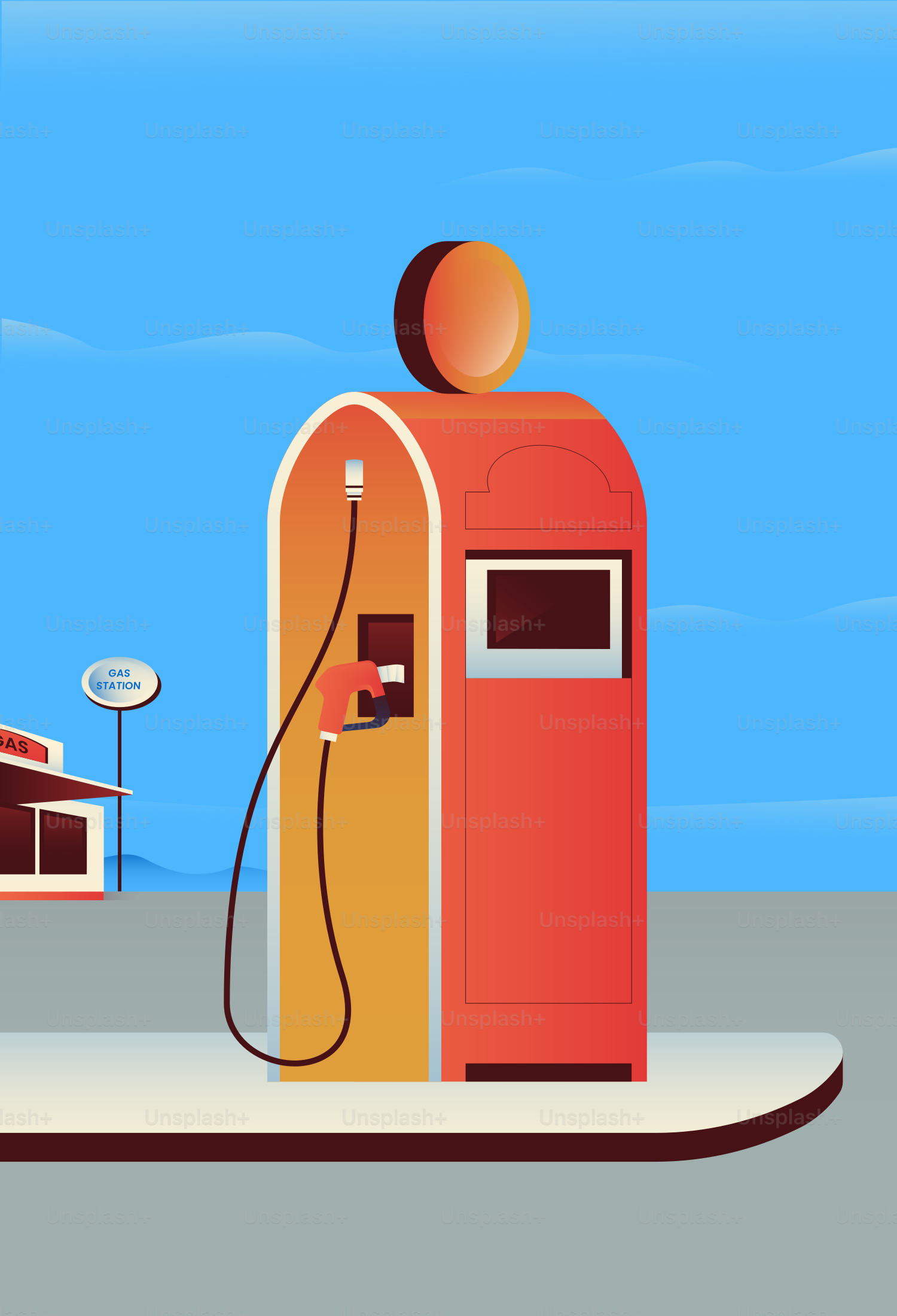Vintage gas pump at a retro service station.