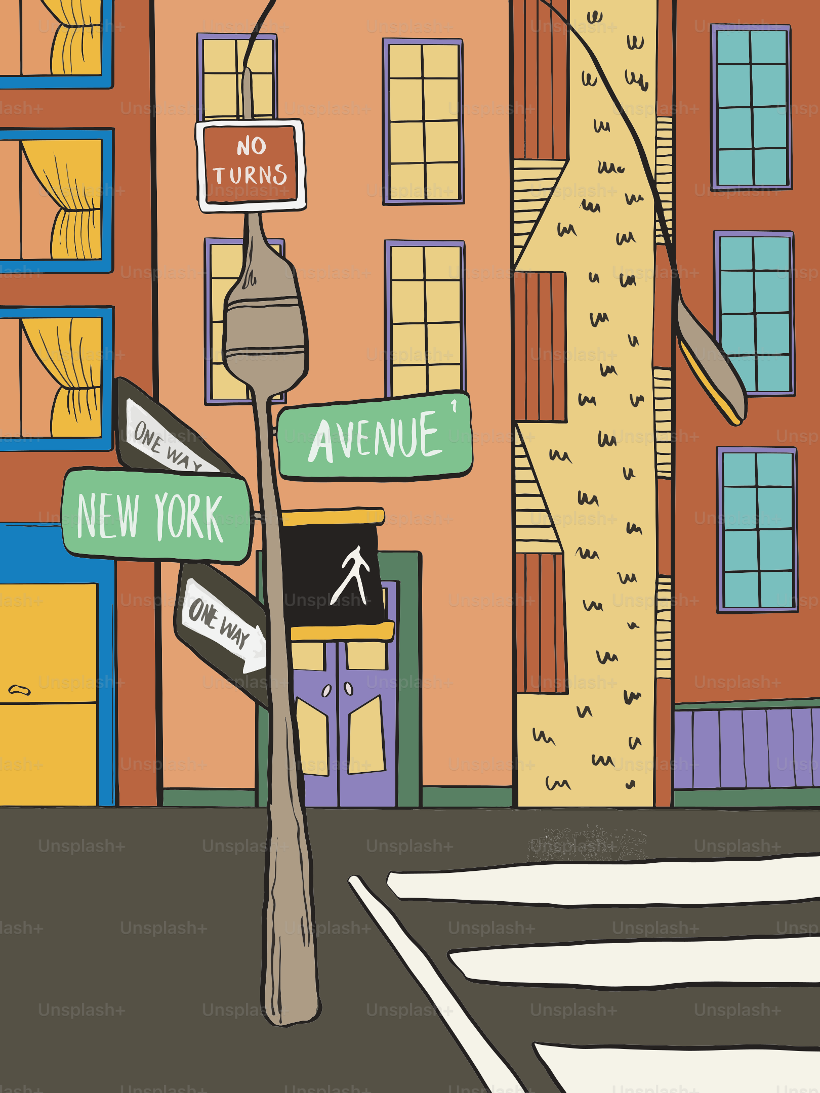 Panneaux de rue pour New York Avenue avec passage piéton