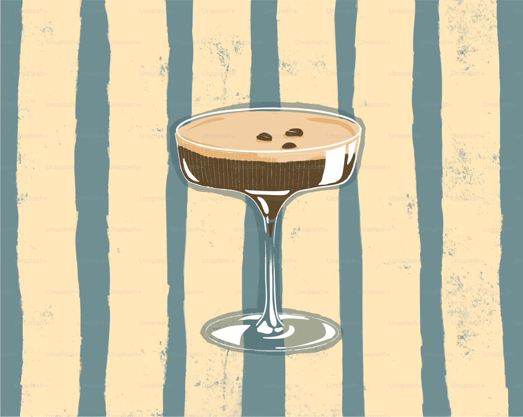 Espresso martini with coffee beans in a coupe glass