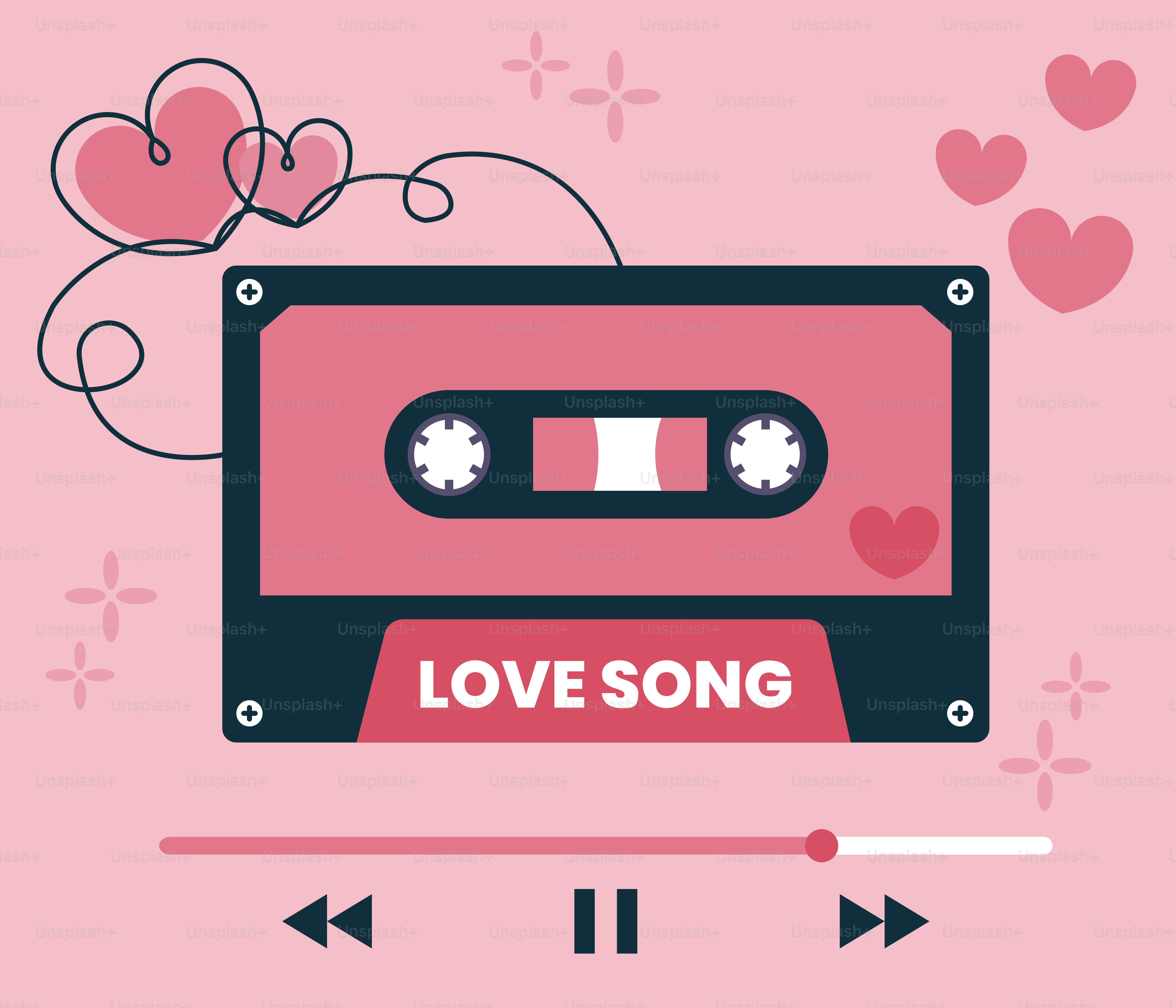 Cassette rétro avec l’étiquette « chanson d’amour ».