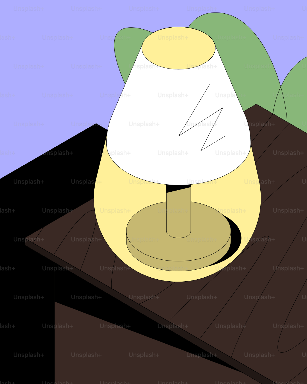 木製のテーブルの上のランプ