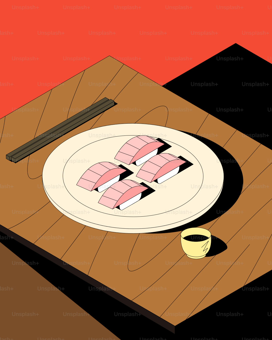 箸に盛った寿司4枚。