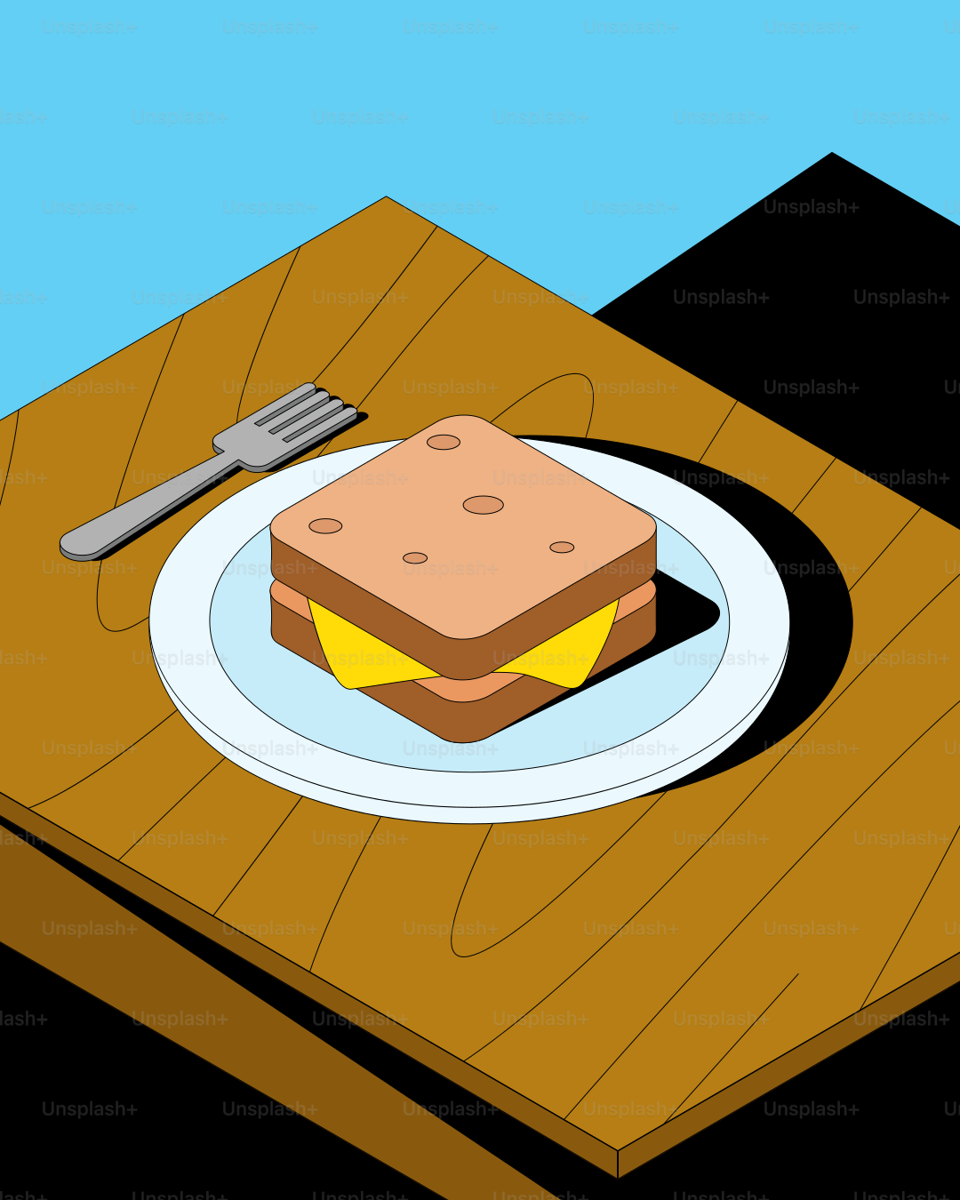 Grilled cheese sandwich on a plate with fork.