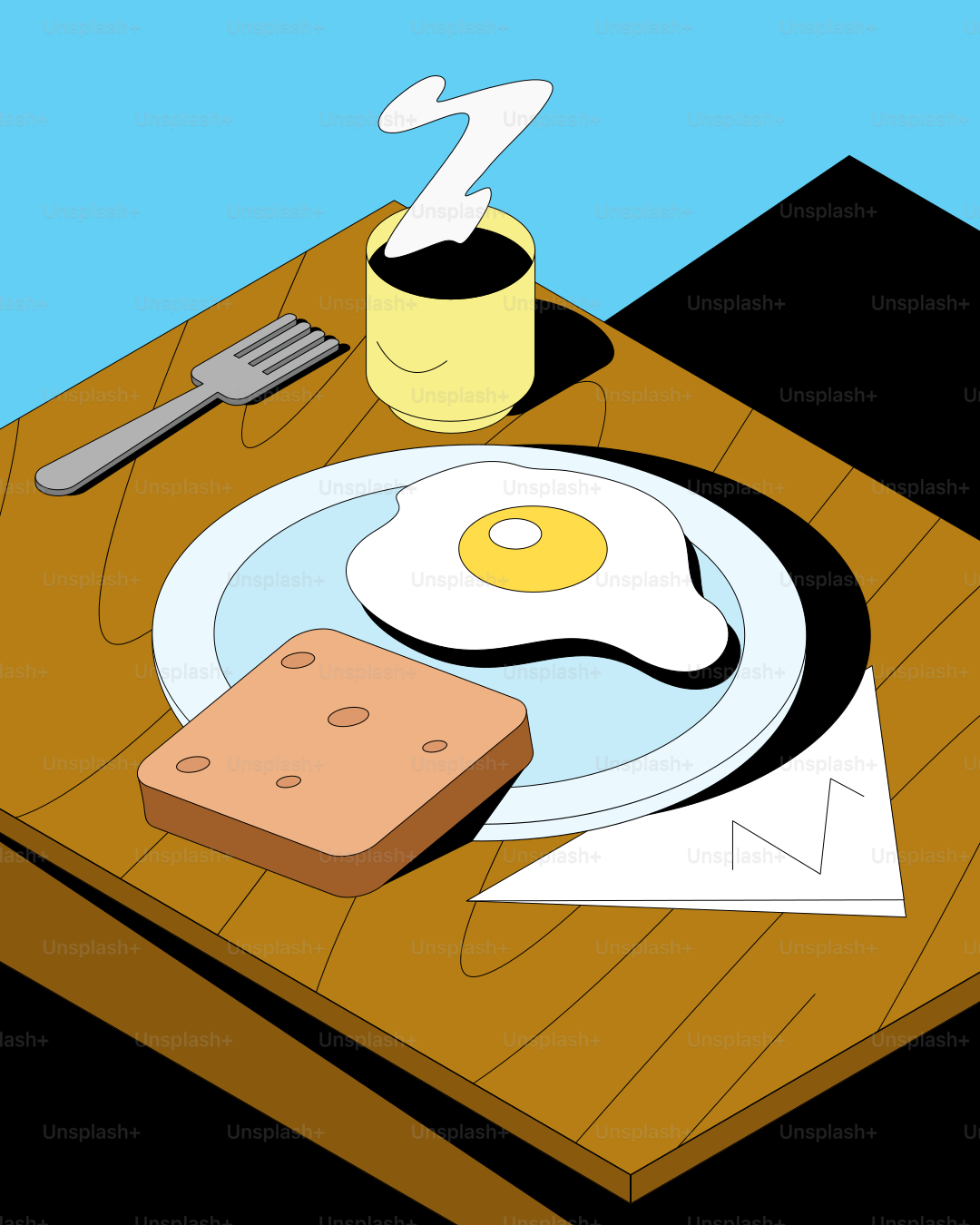 朝食は目玉焼きとトースト、コーヒー