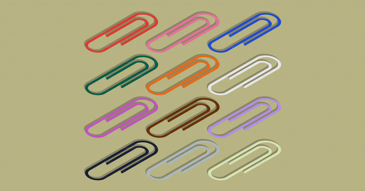 Paperclip Visual A collection of colorful paperclips arranged neatly. vector ...