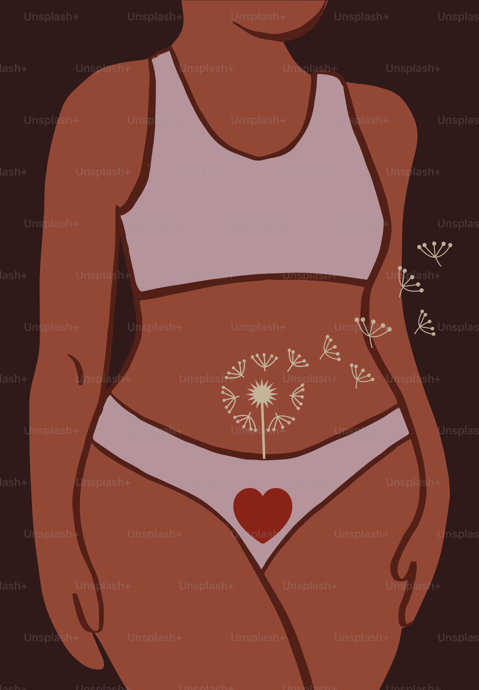Woman with dandelion and heart symbol on dark background