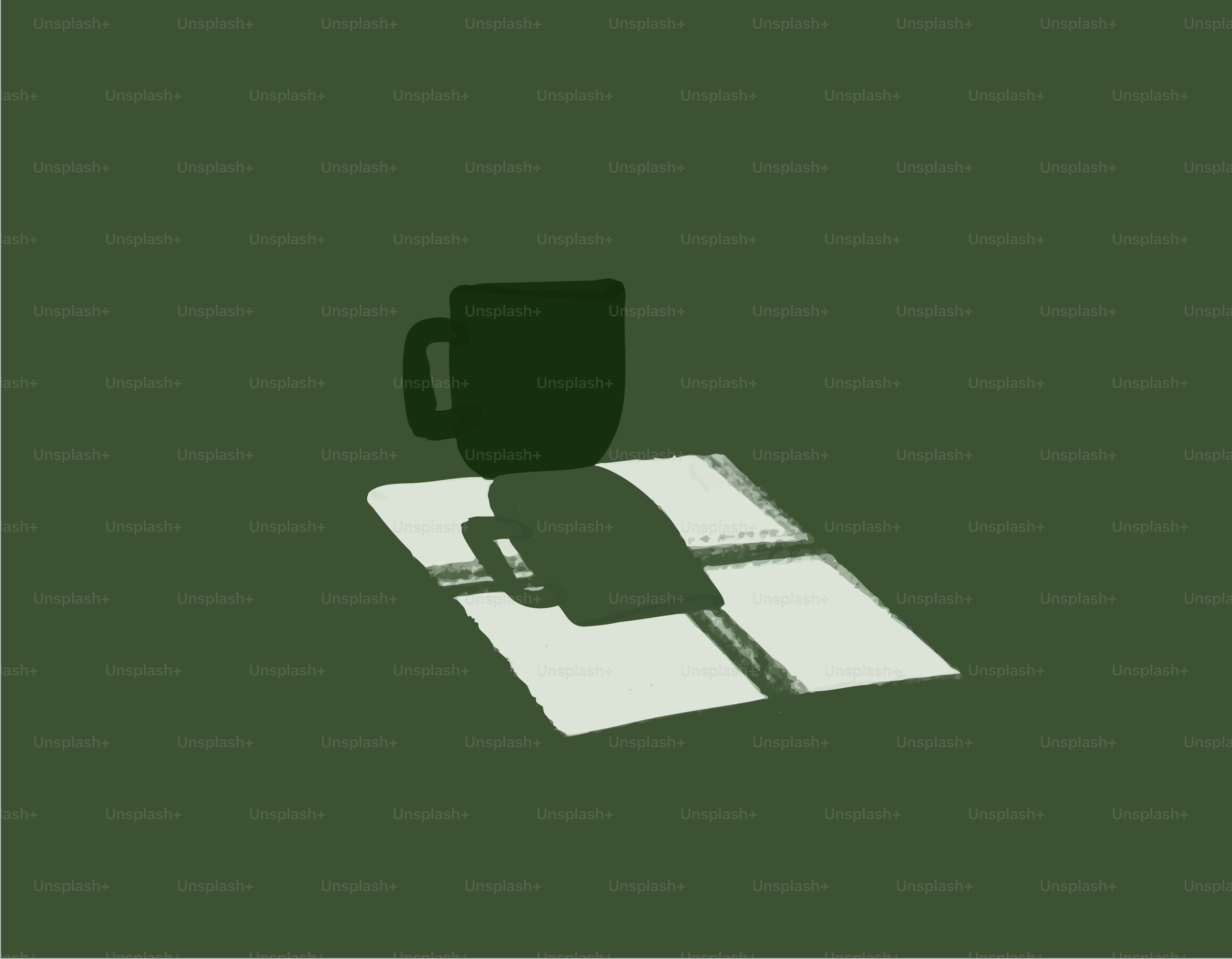 A dark mug casting a shadow on a paper.