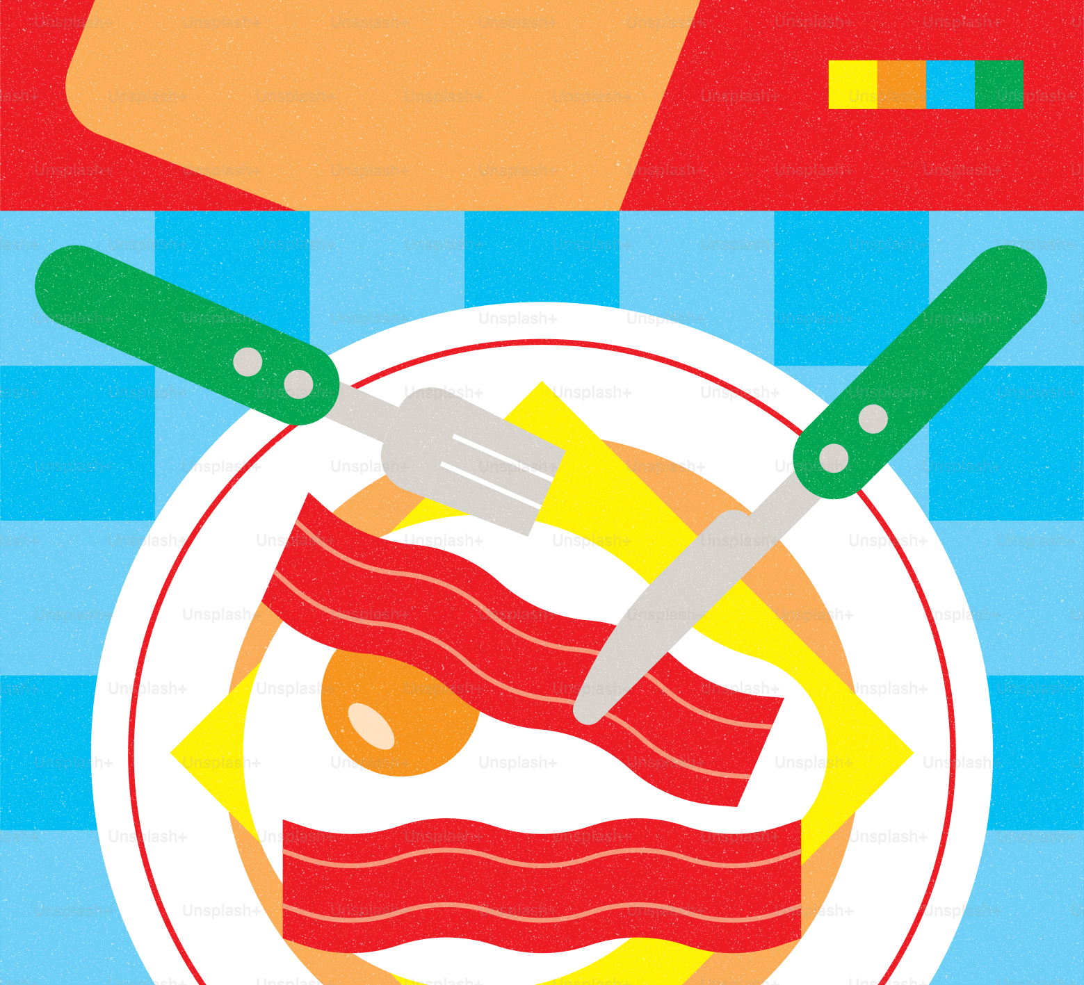 Frühstückssandwich mit Speck und Ei auf dem Teller