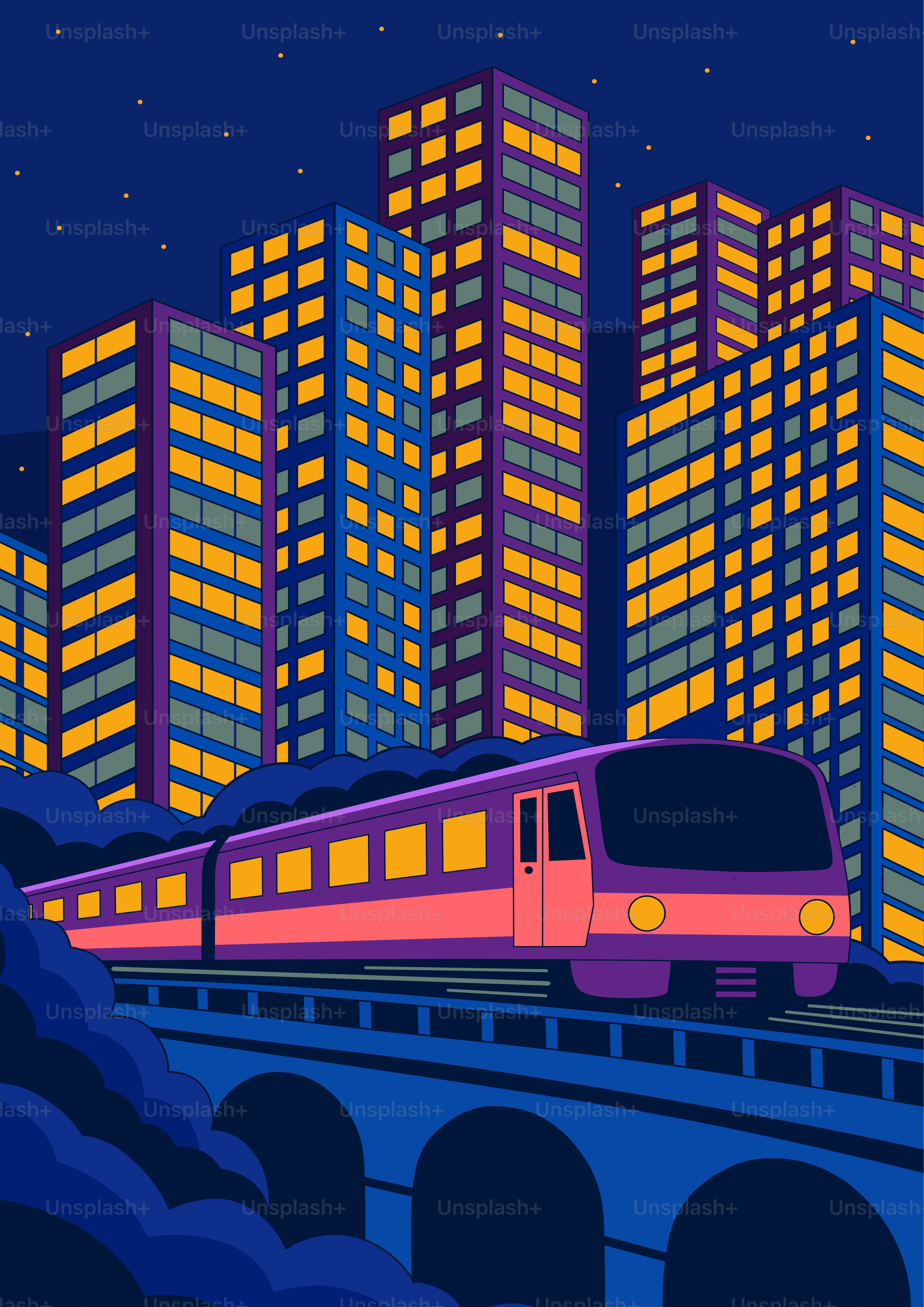 Coche rojo circulando por una ciudad futurista de noche vector – Imagen ...