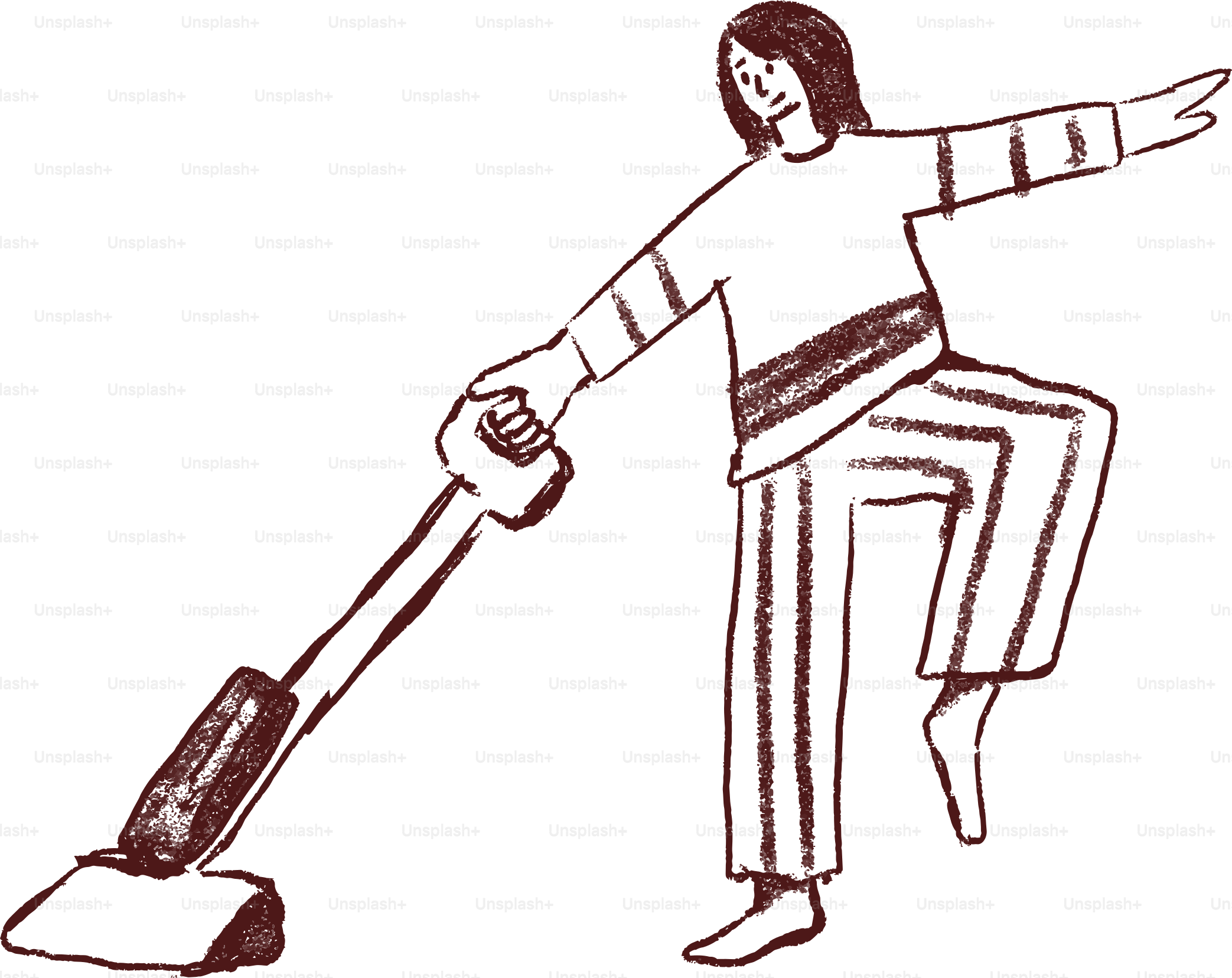 Persona che aspira con una gamba sollevata