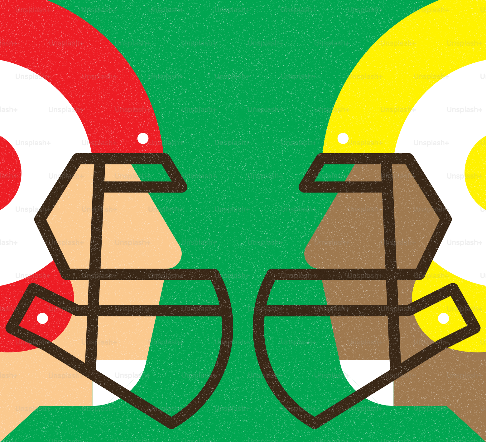 Two stylized football players facing each other