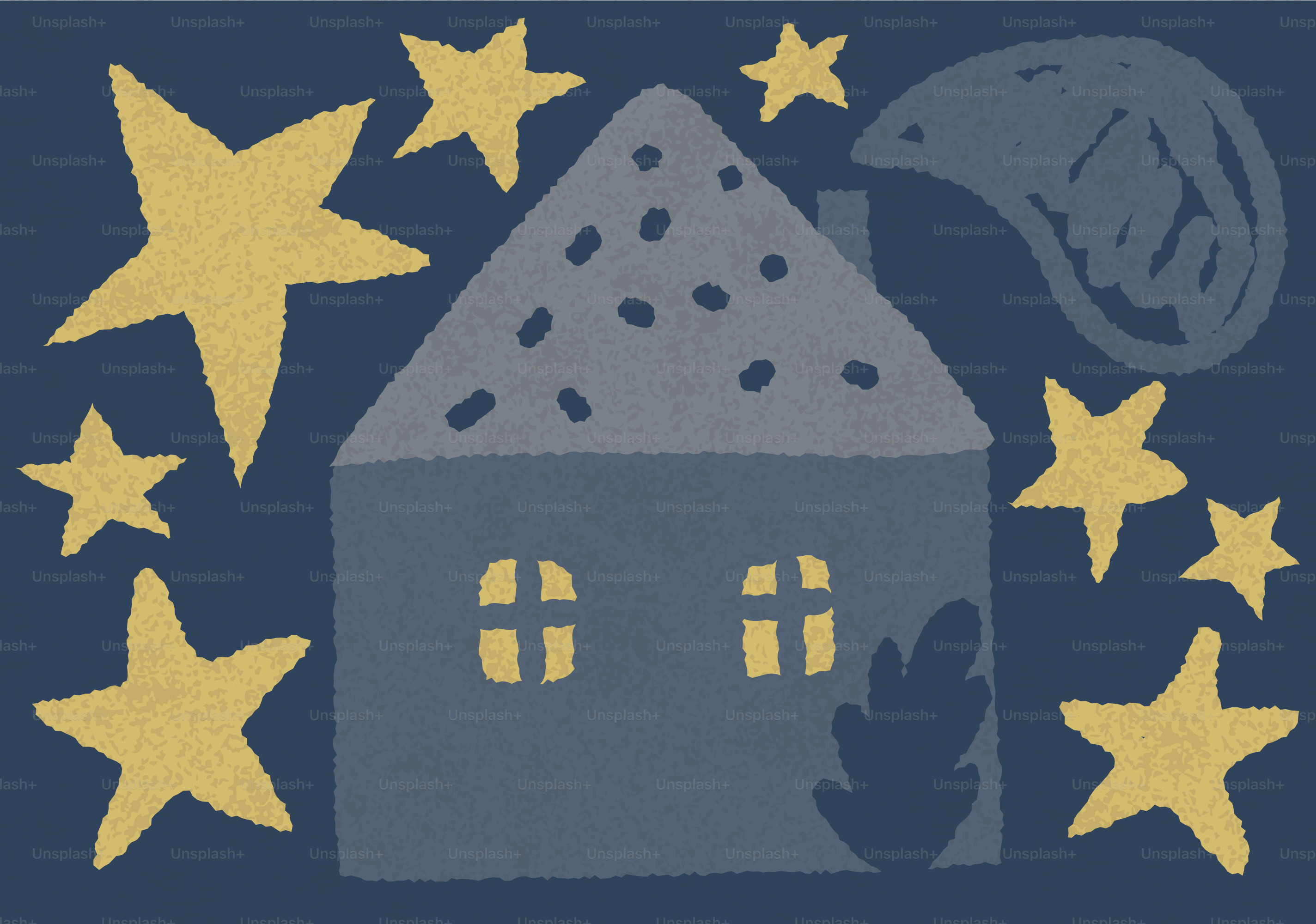 A house under a starry night sky