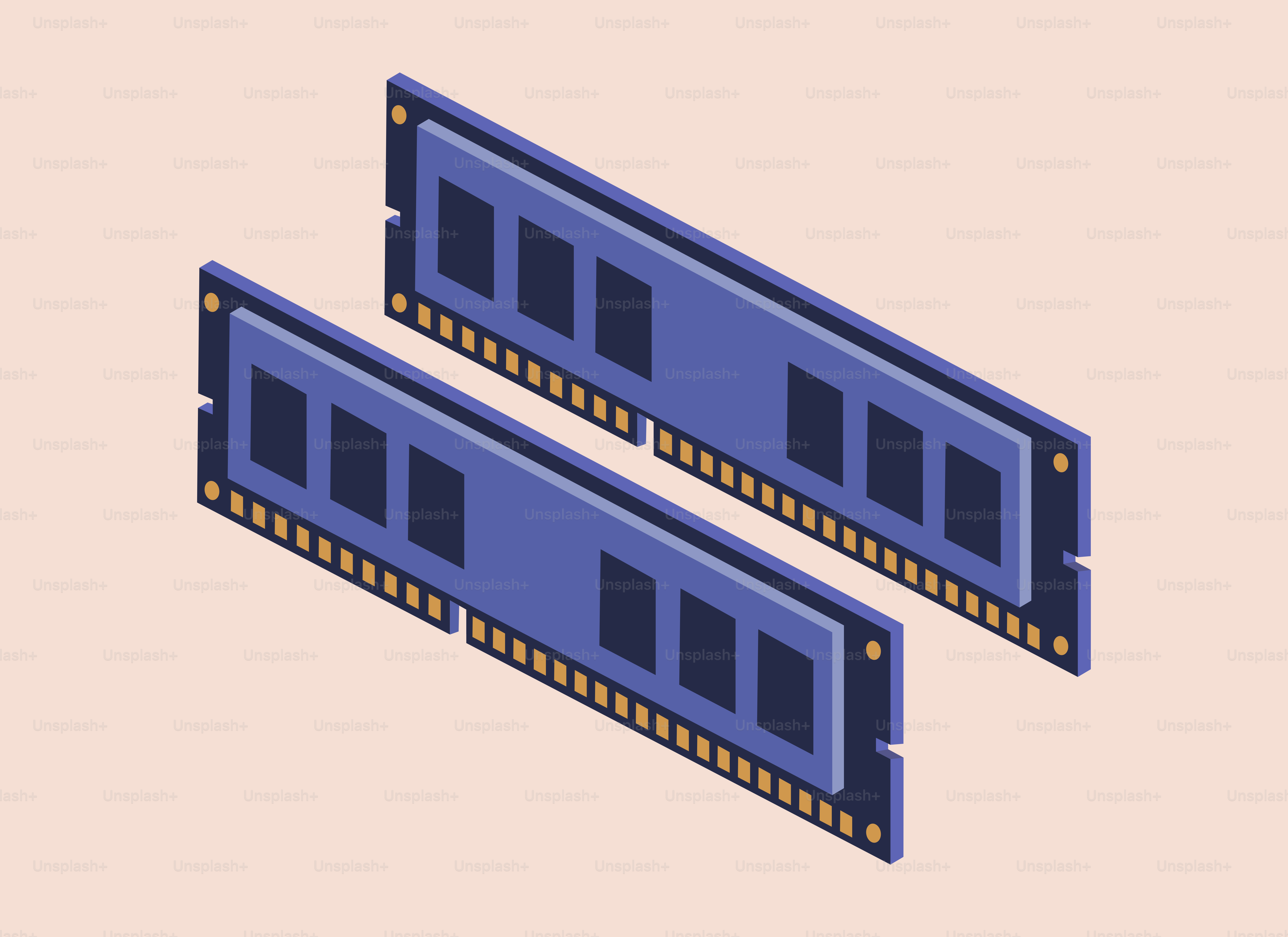 Two blue ram sticks on a light background