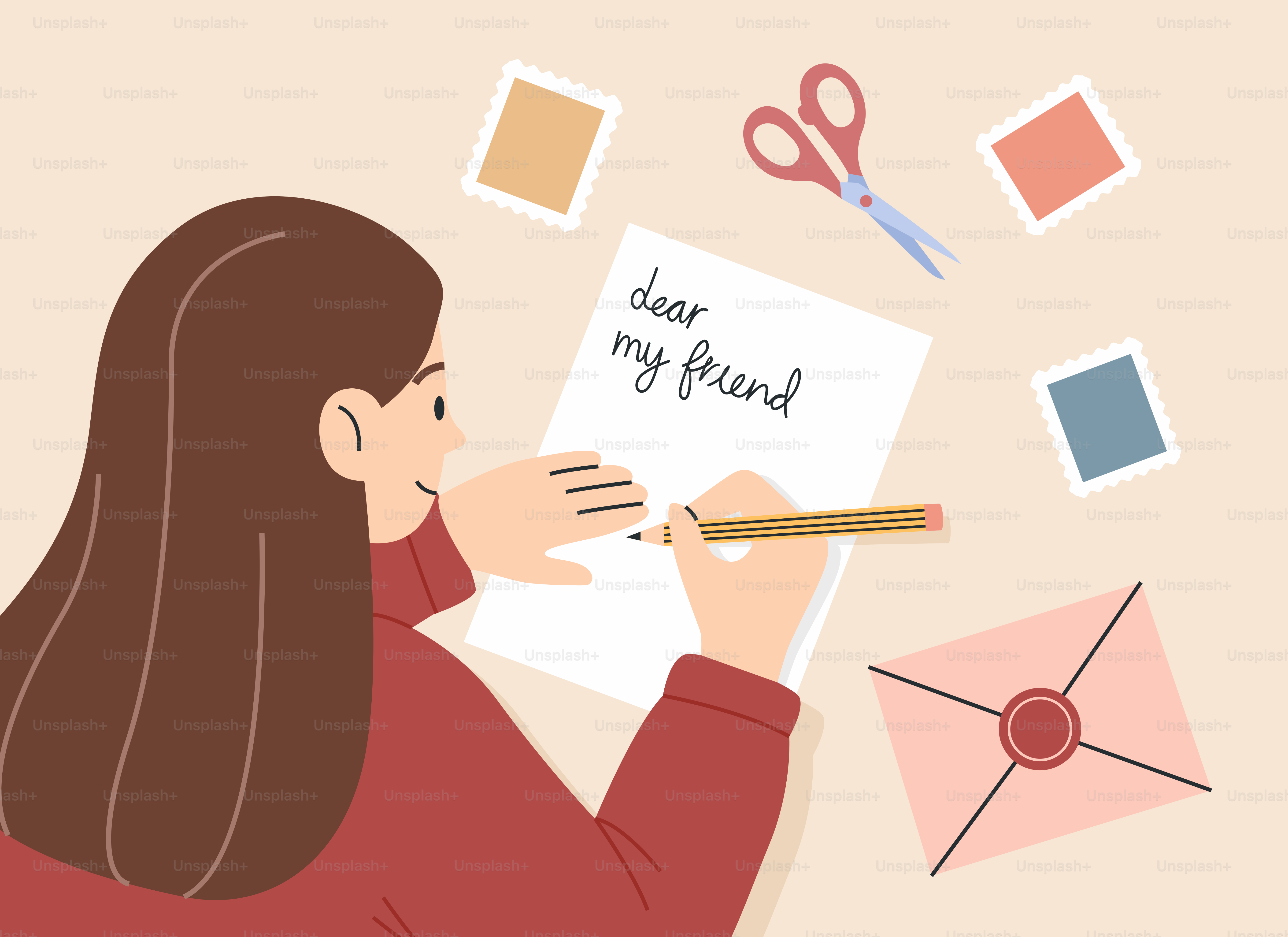 Woman writing a letter to a friend