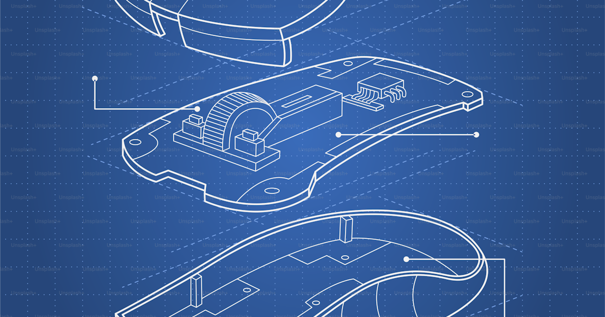 Exploded view blueprint of a computer mouse vector – Technology Image ...