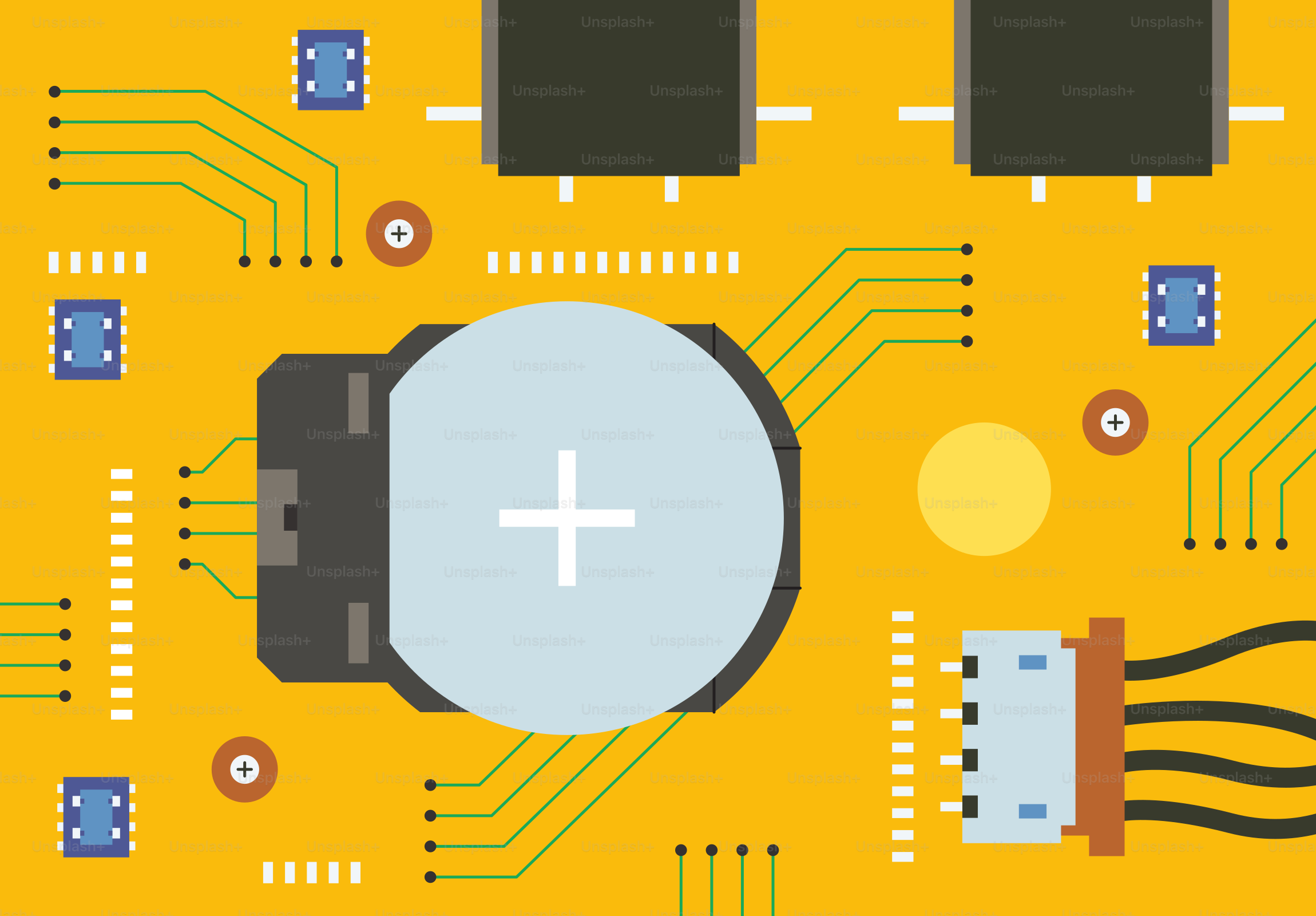 Close-up of a circuit board with electronic components.