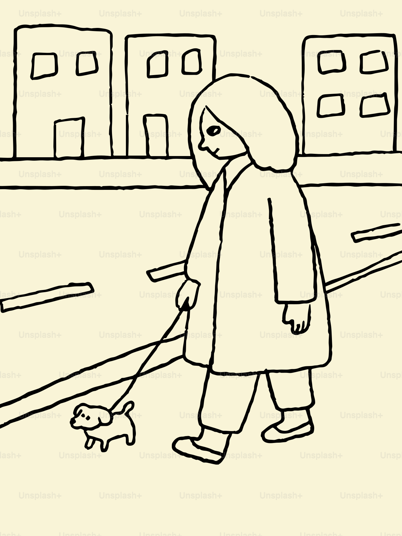 Person walking a small dog on a leash.