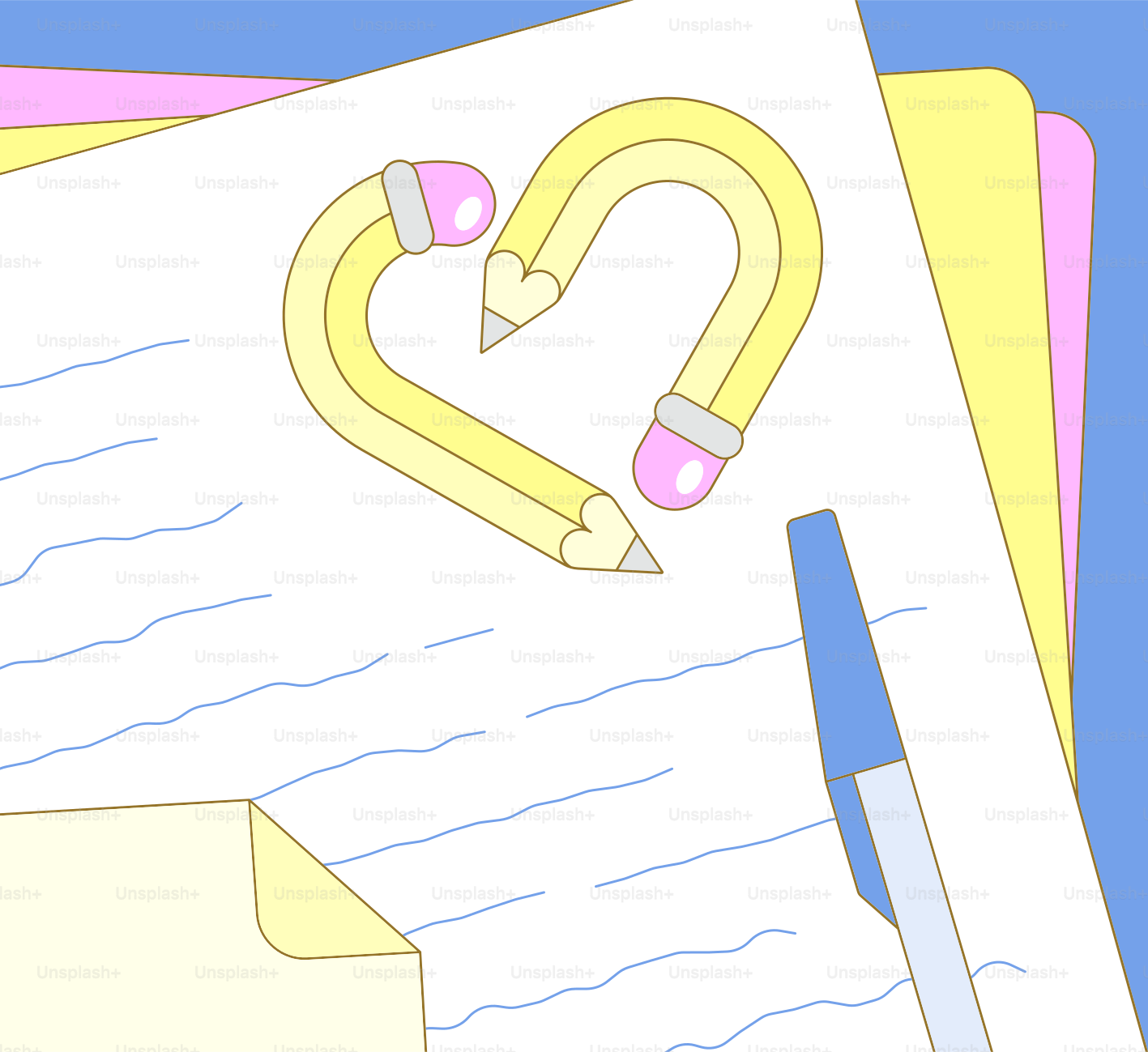 Two pencils form a heart shape on paper.