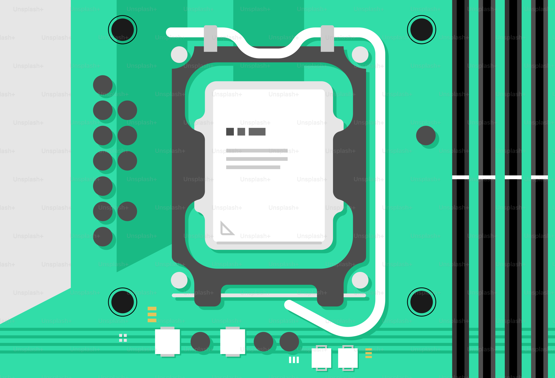 コンピュータマザーボードのCPUソケットのクローズアップ