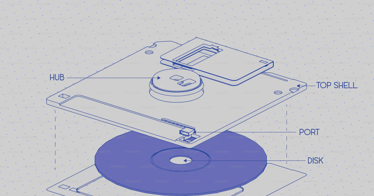 Exploded view of a floppy disk with labels. vector – Illustration Image ...