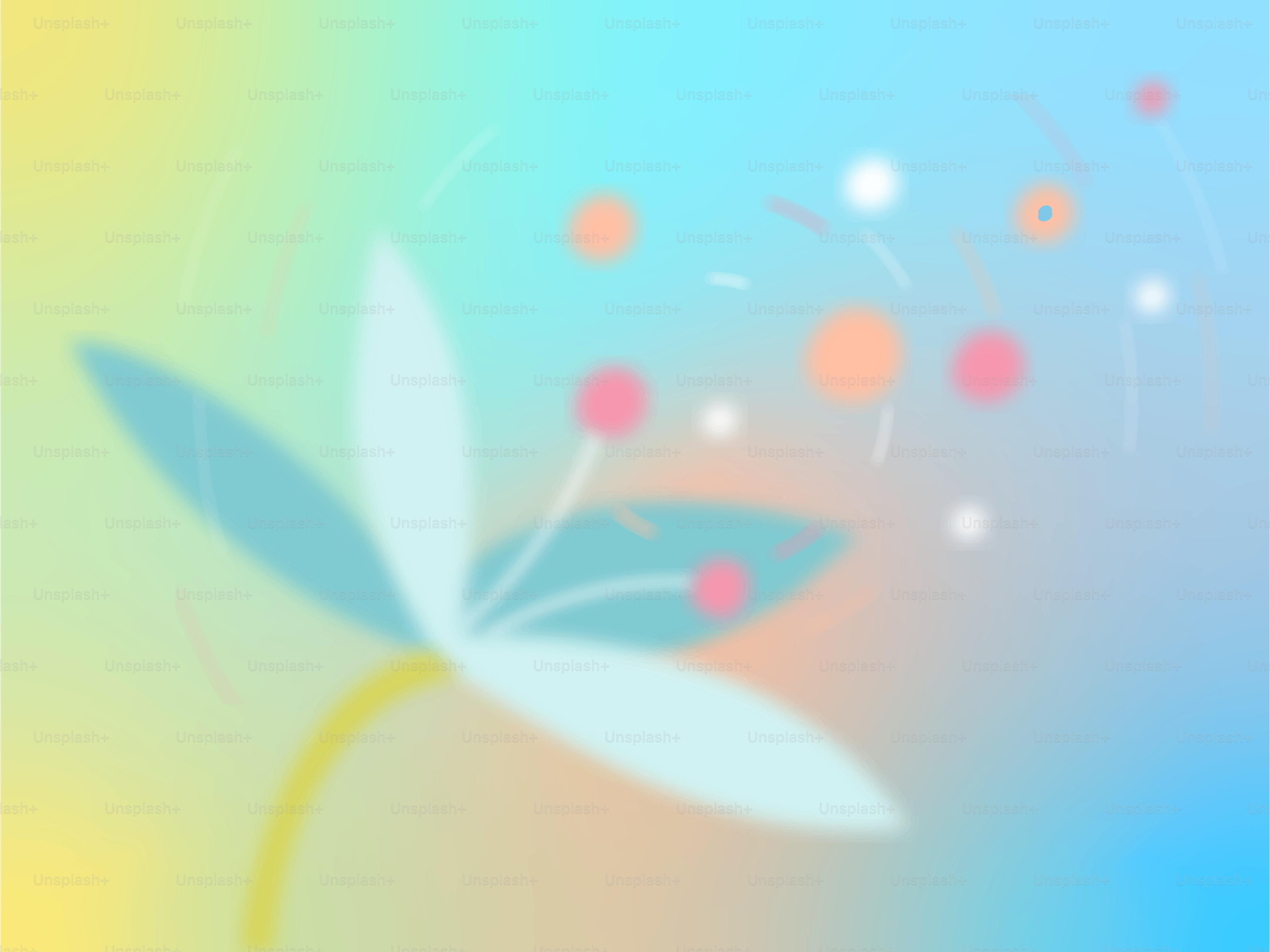 Abstract light blue flower with colorful circles