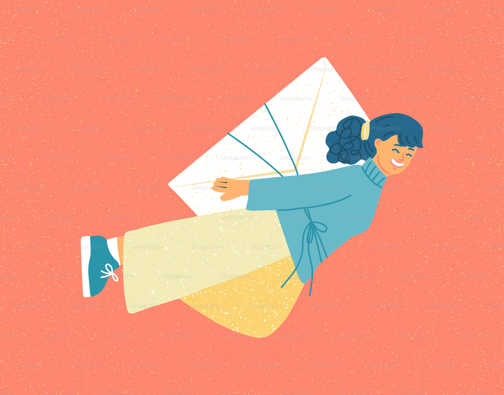 Woman carrying a large envelope with a smile