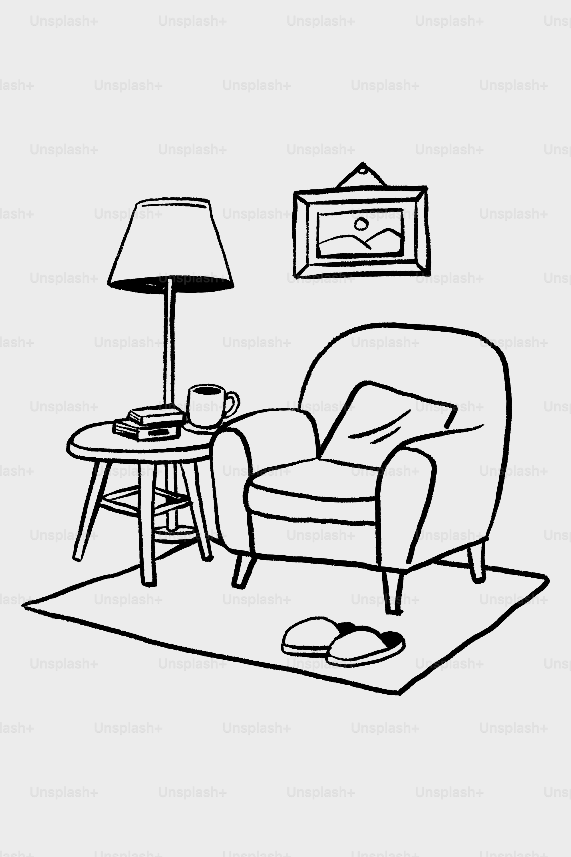 Sillón acogedor con mesita auxiliar y lámpara