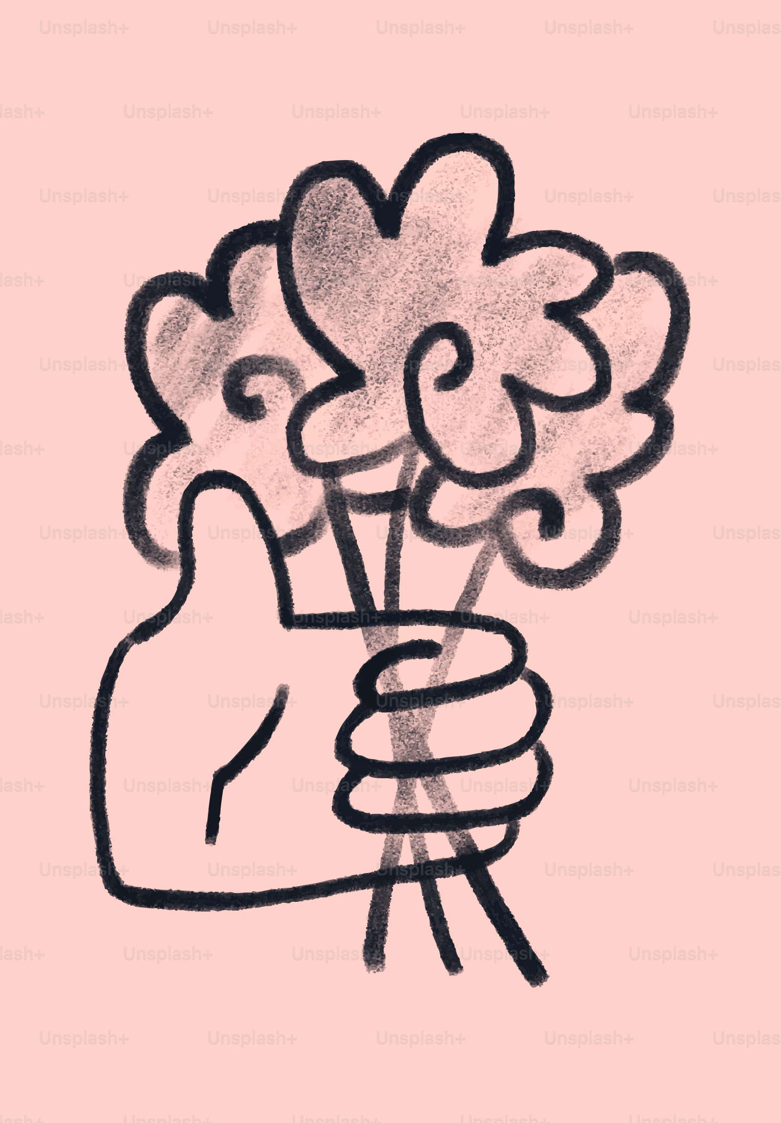 スタイライズされた花束を持つ手